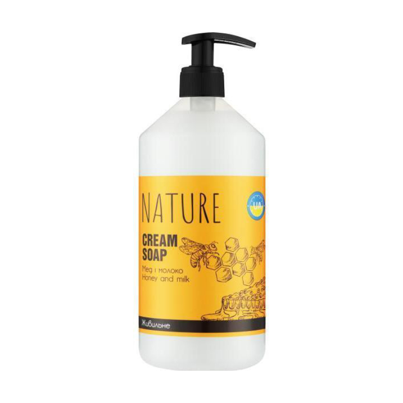 Рідке живильне крем-мило Bioton Cosmetics Nature Cream Soap Мед та молоко, 900 мл