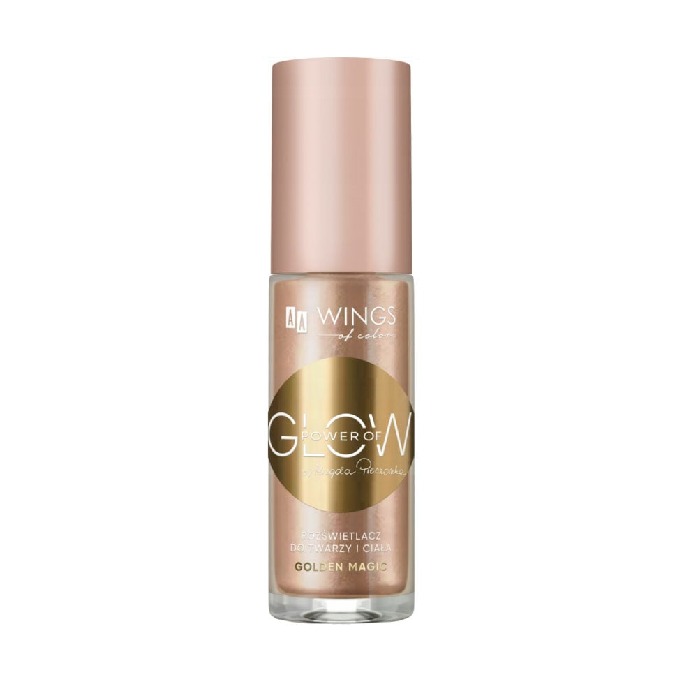 Рідкий хайлайтер для обличчя AA Wings of Color Power of Glow Highlighter, Golden Magic, 30 мл