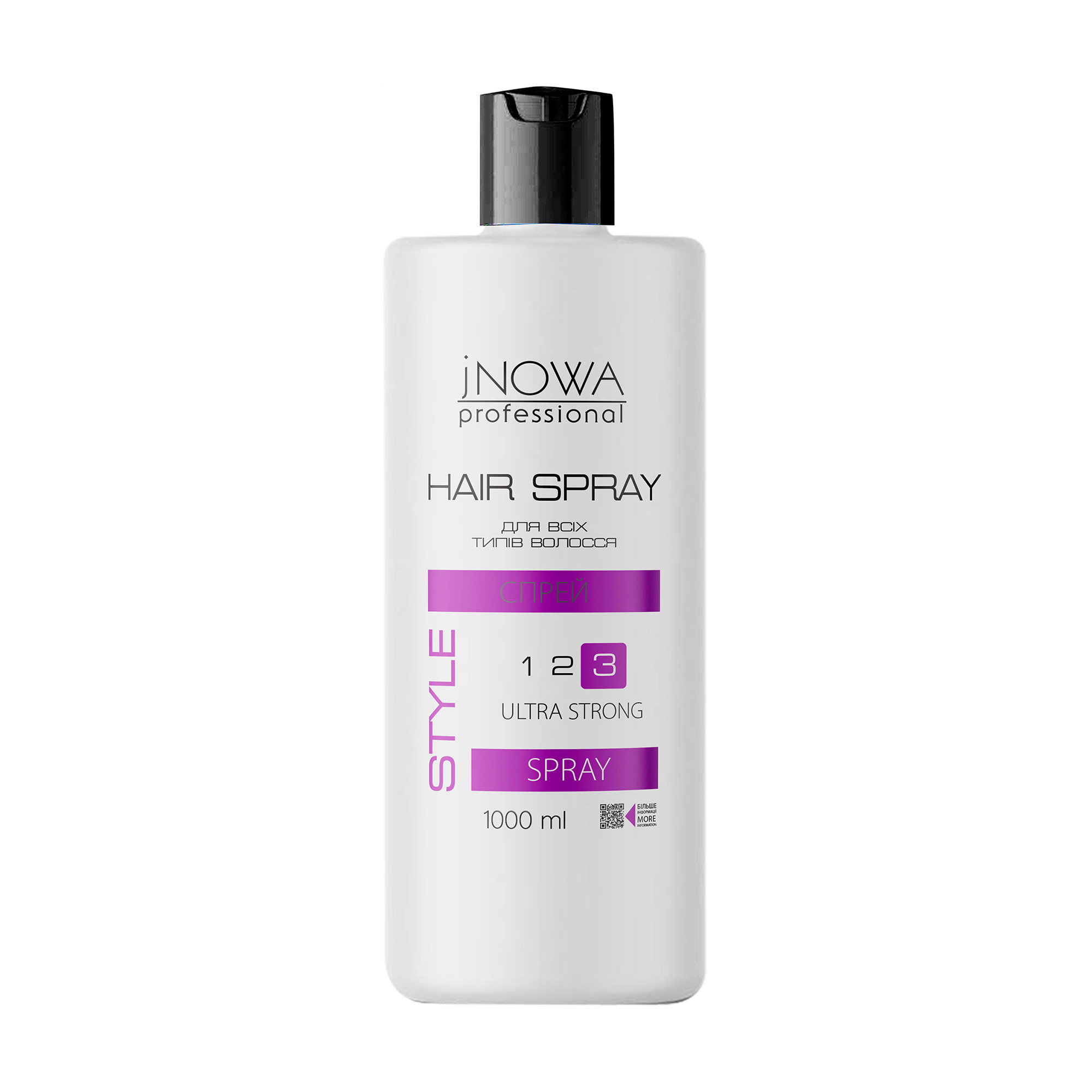 Рідкий лак jNOWA Professional Style 3 Ultra Strong Hair Spray ультрасильної фіксації, для всіх типів волосся, 1 л