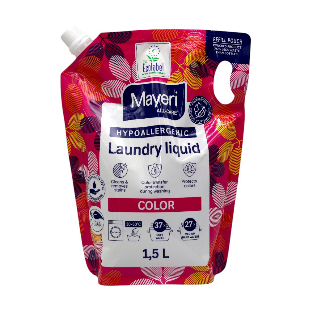 Рідкий засіб для прання кольорових речей Mayeri Hypoallergenic Laundry Liquid Color 37 циклів прання, 1.5 л (запаска)