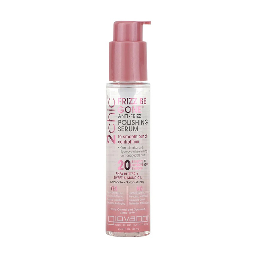 Розгладжувальна сироватка Giovanni 2chic Frizz Be Gone Anti-Frizz Polishing Serum Shea Butter + Sweet Almond Oil для неслухняного волосся, 81 мл