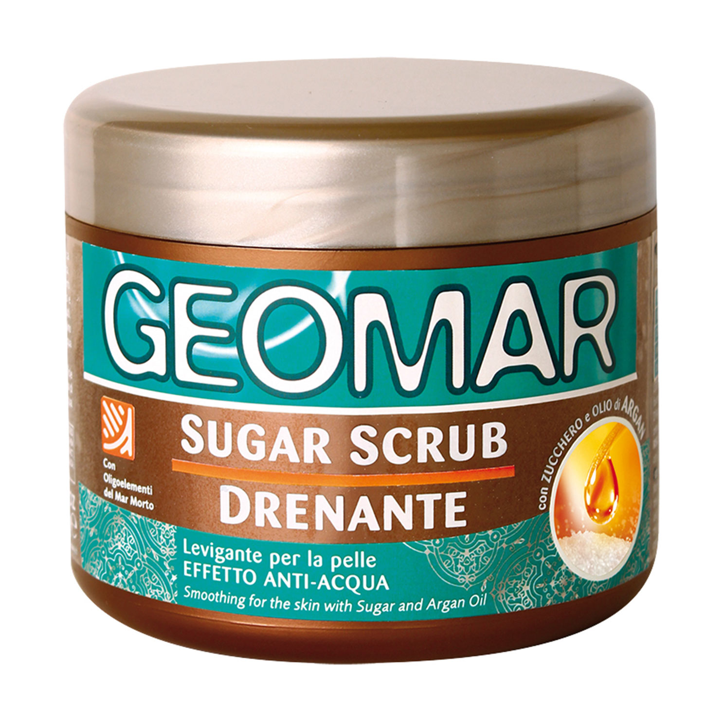 Розгладжувальний дренажний скраб для тіла Geomar Sugar Scrub з цукром та аргановою олією, 600 г