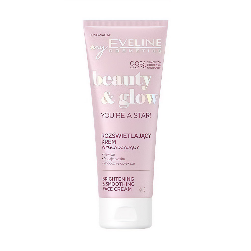 Розгладжувальний крем для обличчя Eveline Cosmetics Beauty &amp; Glow з ефектом сяйва, 75 мл