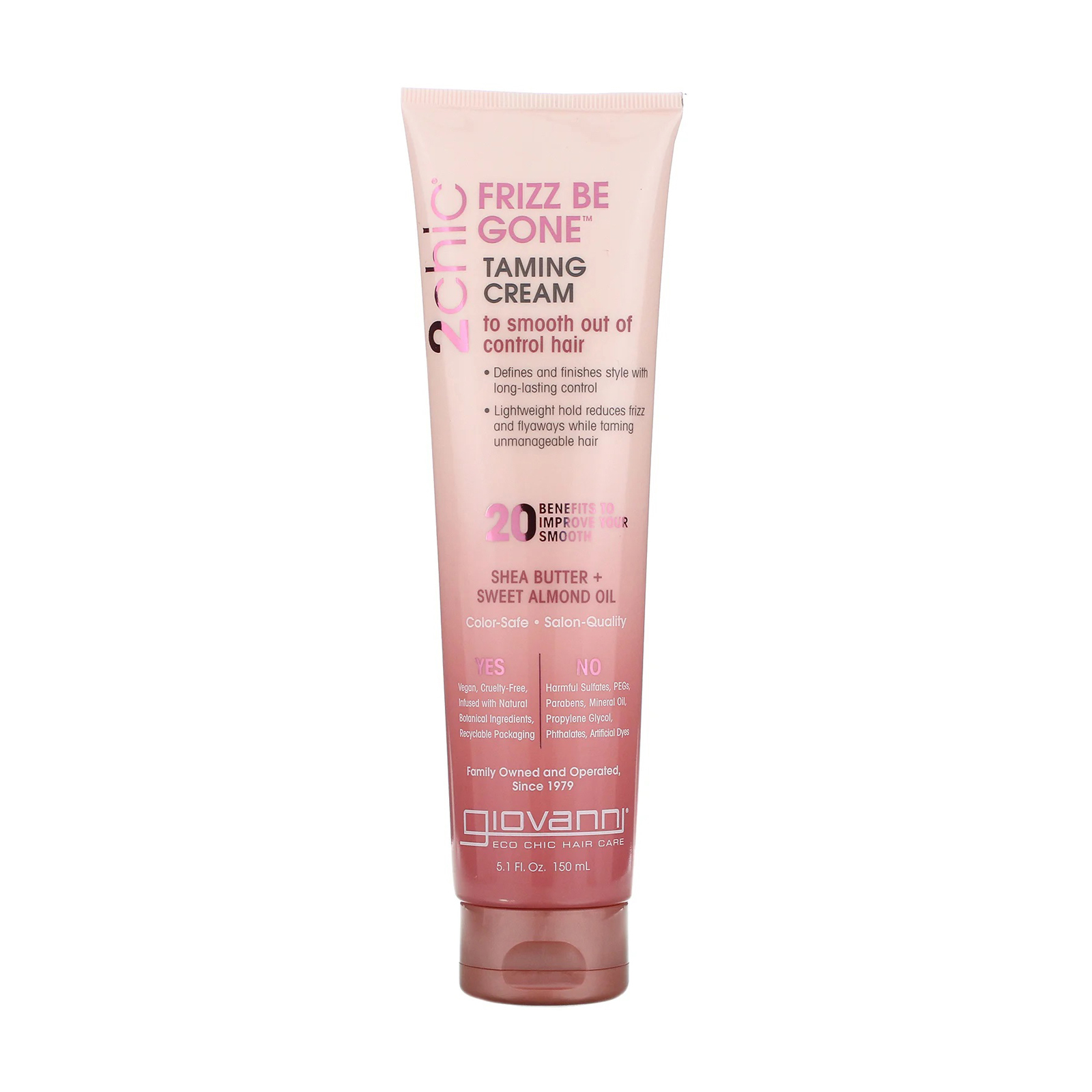 Розгладжувальний крем Giovanni 2chic Frizz Be Gone Taming Cream Shea Butter + Sweet Almond Oil для неслухняного волосся, 150 мл