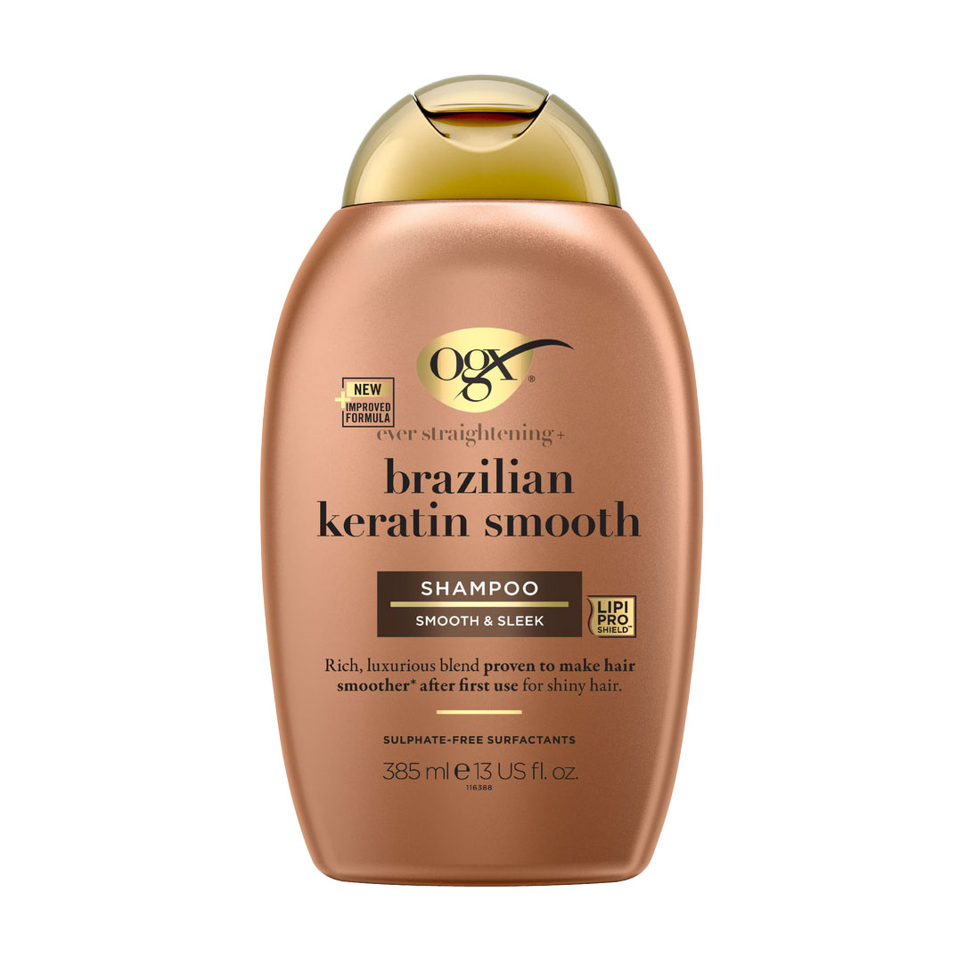 Розгладжувальний шампунь OGX Ever Straightening + Brazilian Keratin Therapy Shampoo Бразильський кератин, для зміцнення волосся, 385 мл