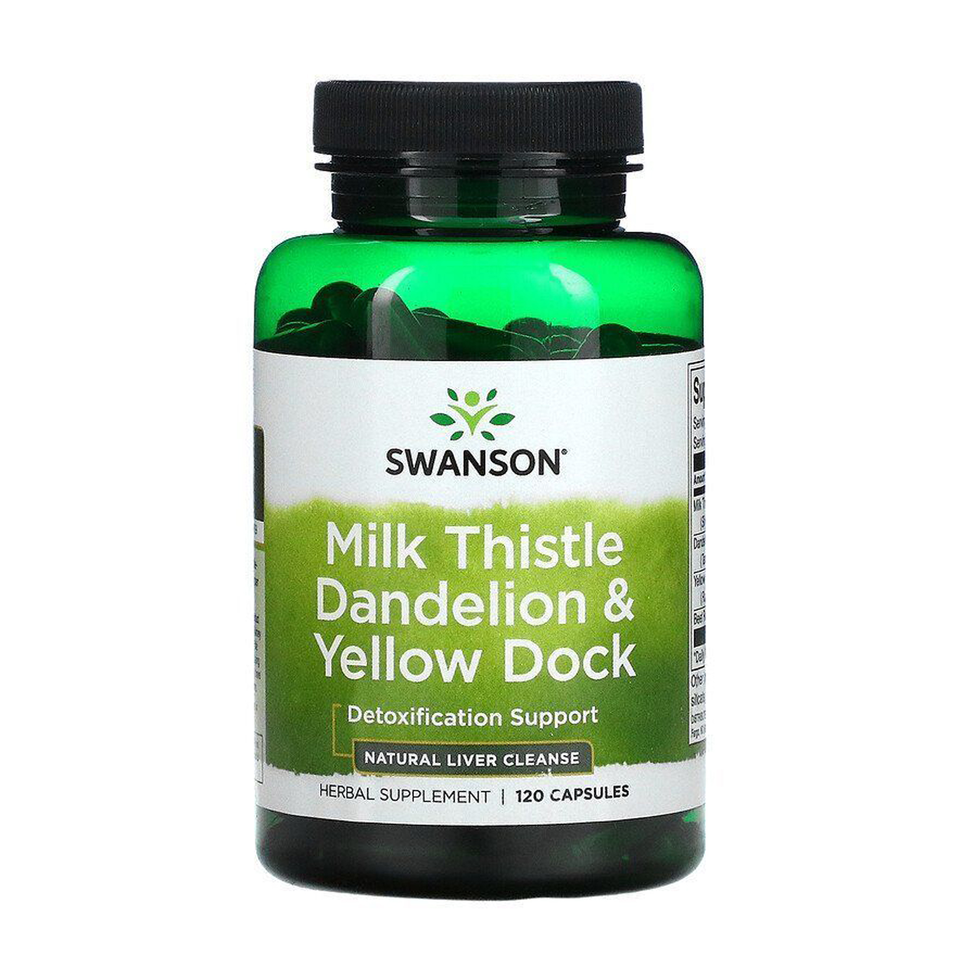 Розторопша, кульбаба та жовта ряска Swanson Milk Thistle Dandelion &amp; Yellow Dock, 120 капсул