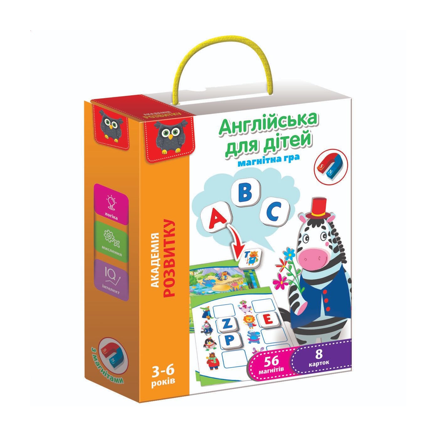 Розвивальна магнітна гра Vladi Toys Англійська для дітей, 18*5*22.5 см, від 3 років, 64 елементи (VT5411-09)