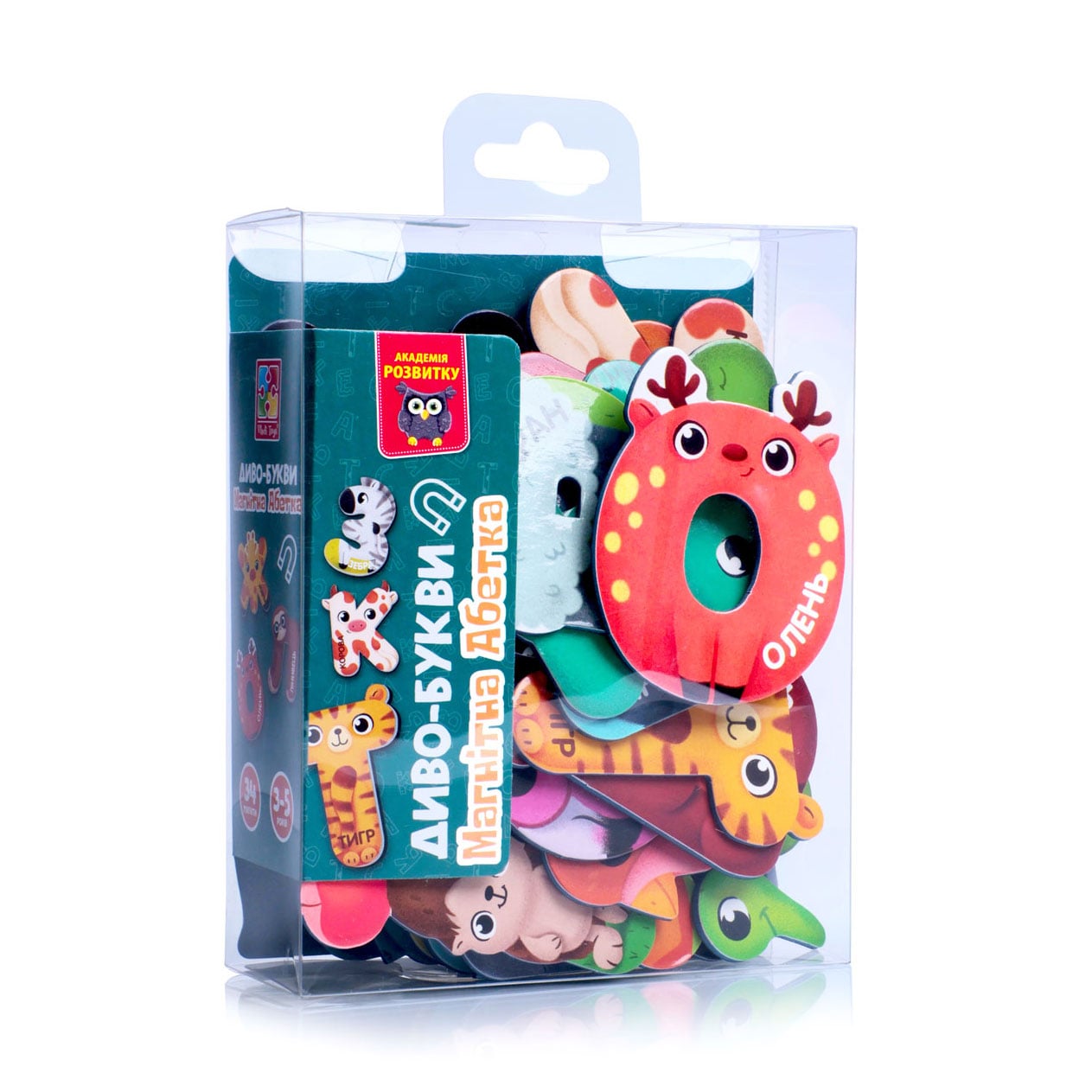 Розвивальна магнітна гра Vladi Toys Диво-букви. Абетка, 12*4.5*18 см, від 3 років, 34 магніти (VT5411-18)