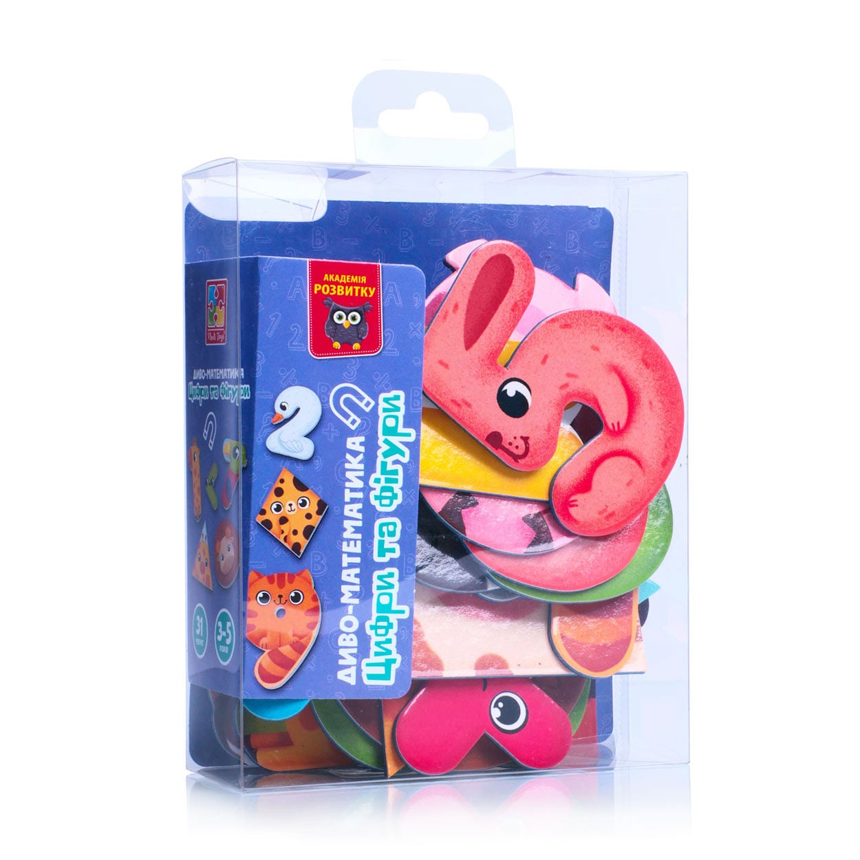 Розвивальна магнітна гра Vladi Toys Диво-математика. Цифри та фігури, 12*4.5*18 см, від 3 років, 31 магніт (VT5411-19)