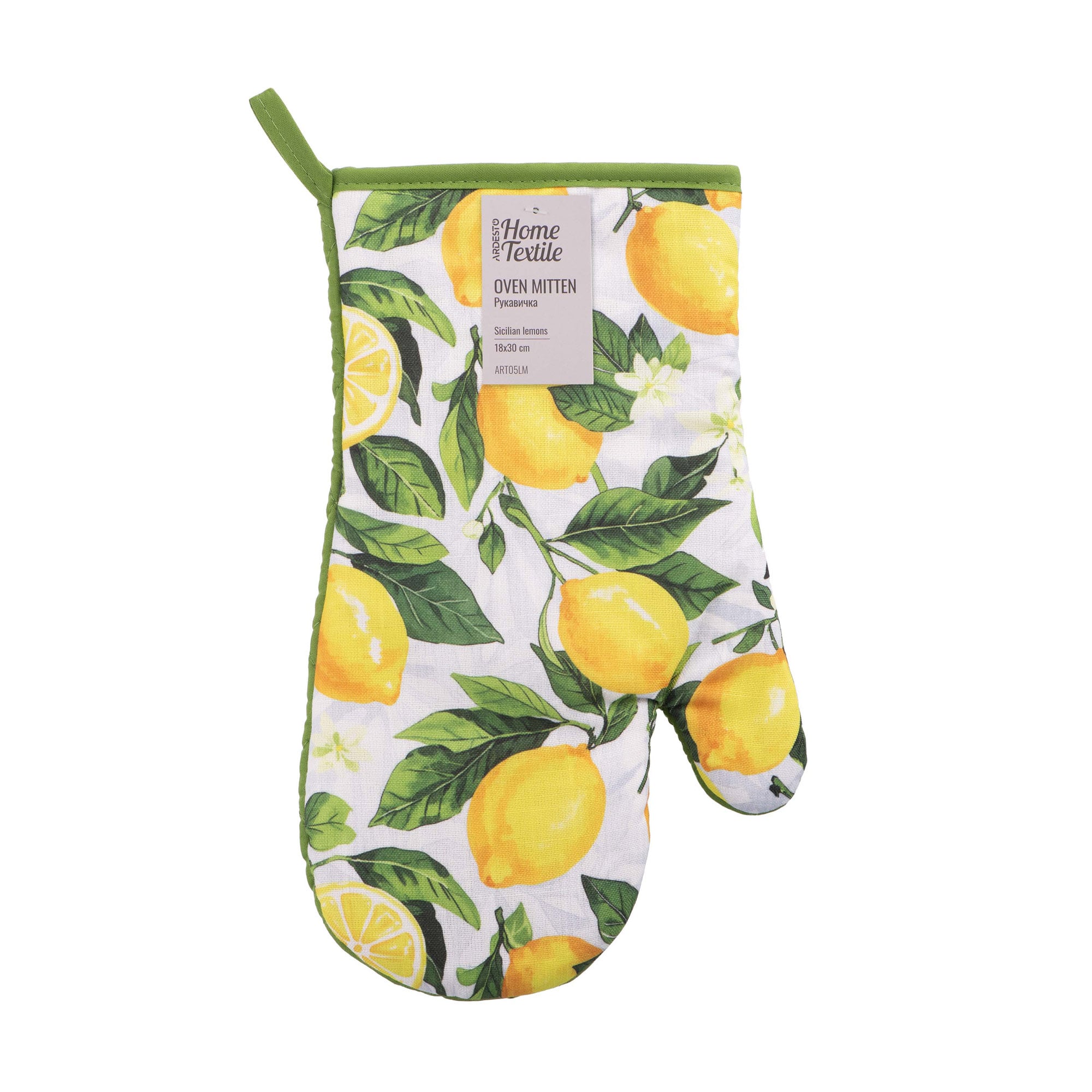 Рукавичка кухонна Ardesto Sicilian Lemons зелена, 18*30 см (ART05LM)