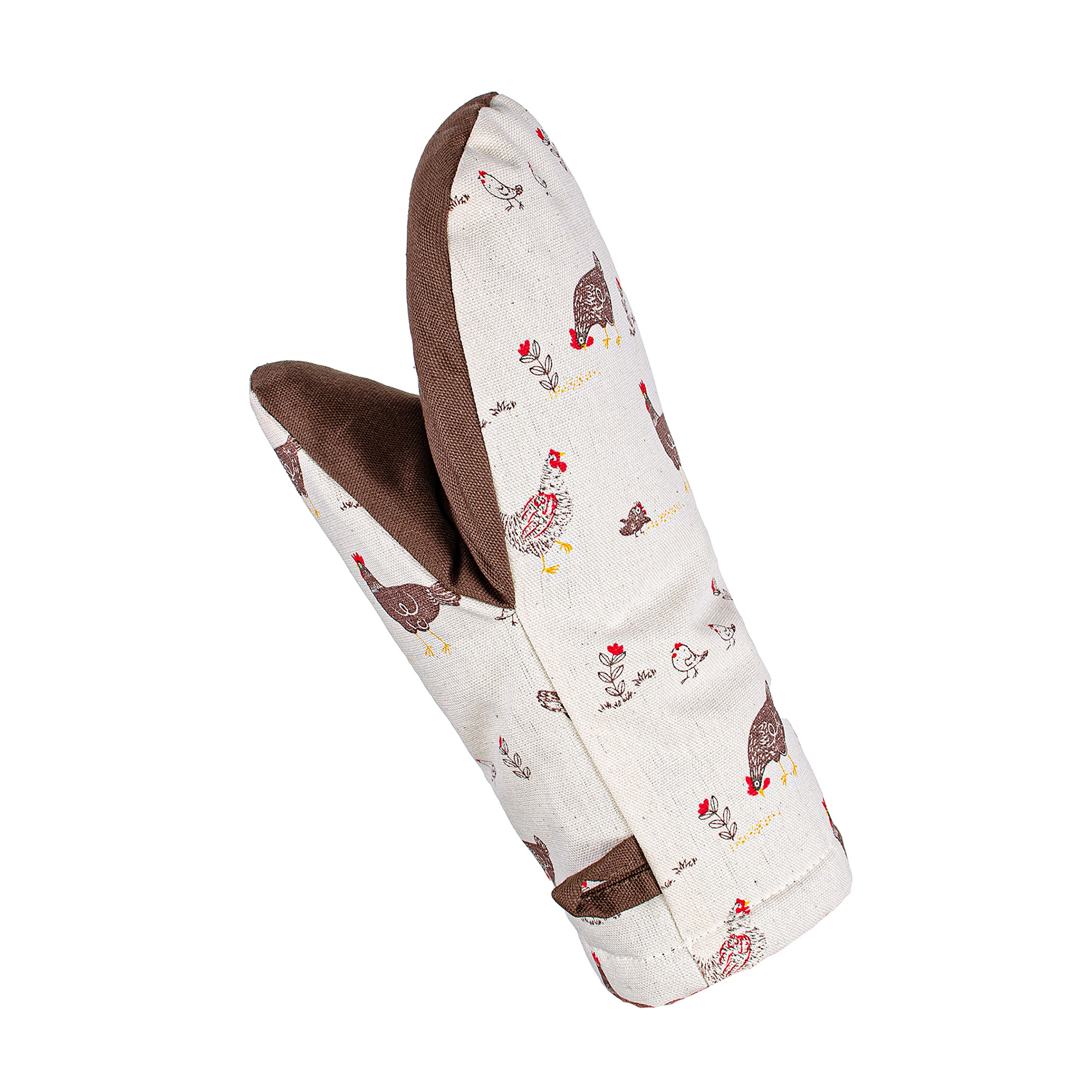 Рукавичка кухонна Home Line Прогулянка з курчатами, коричнева, 16*28 см (напівпанама) (182676)