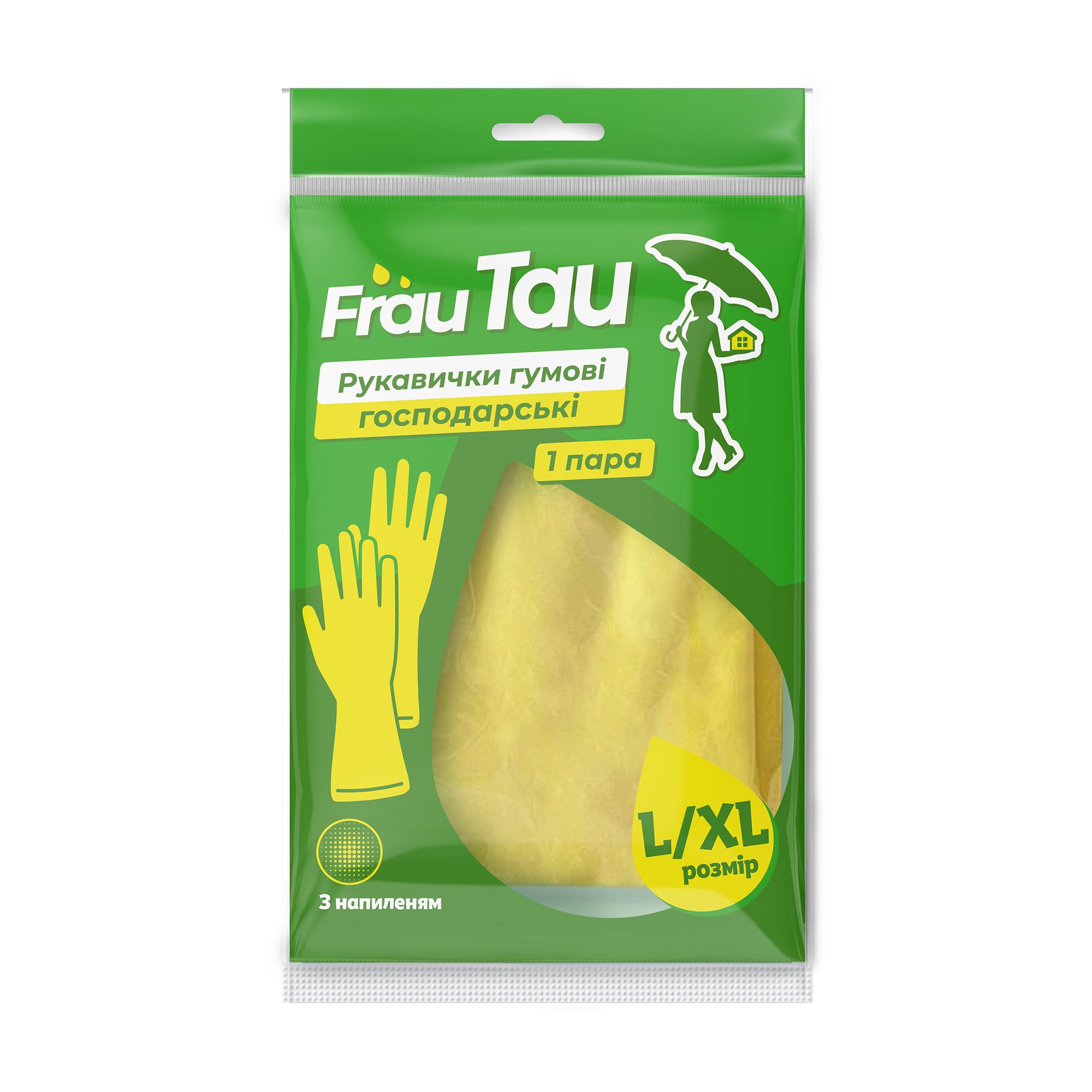 Рукавички господарські Frau Tau гумові, з напиленням, розмір L/XL, 1 пара