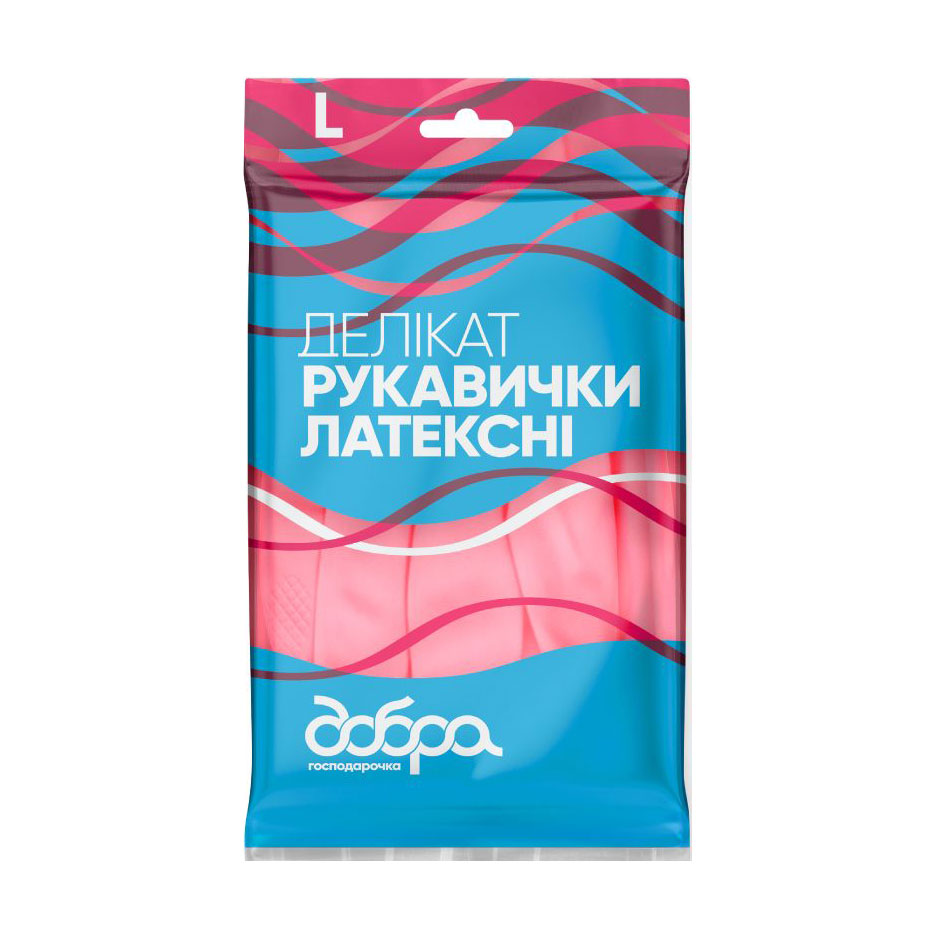 Рукавички латексні Добра господарочка Делікат, розмір L