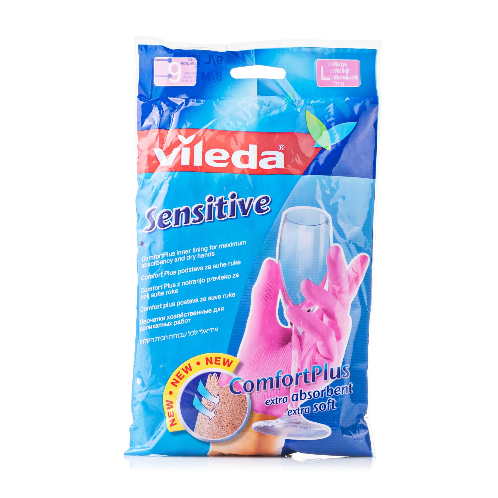 Рукавички Vileda Sensitive Comfort, рожеві, розмір L, 1 пара