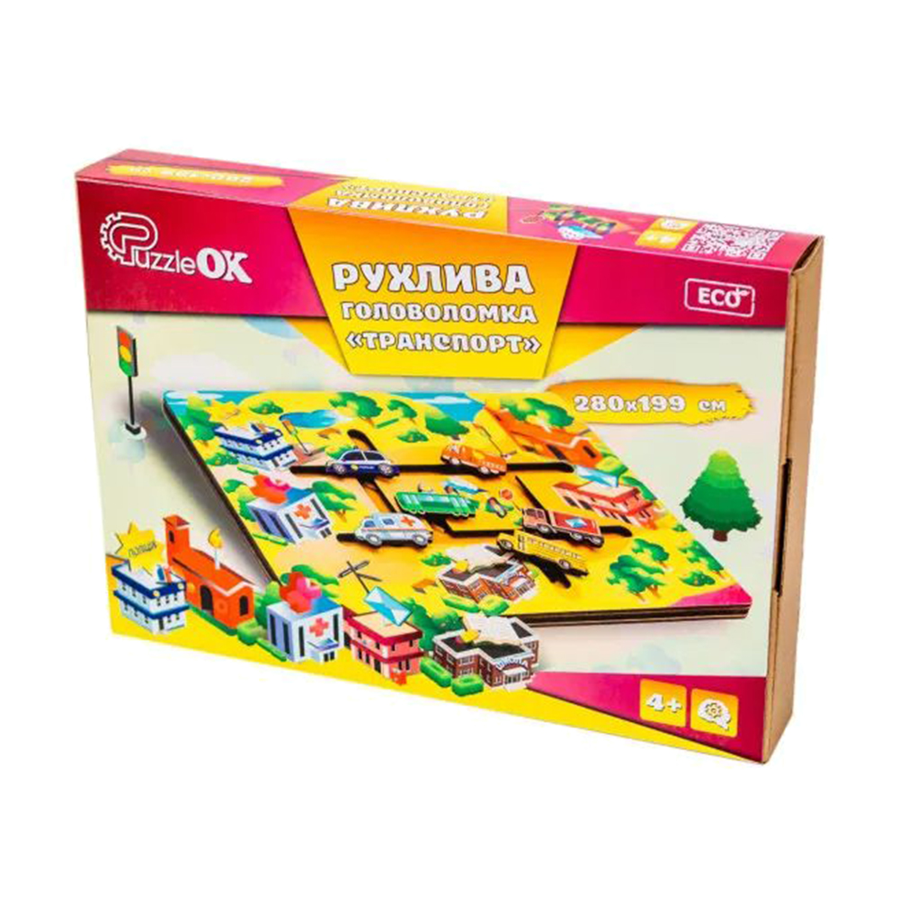 Рухлива головоломка PuzzleOk Транспорт, від 4 років, 28*19.9 см (Puz-27800)