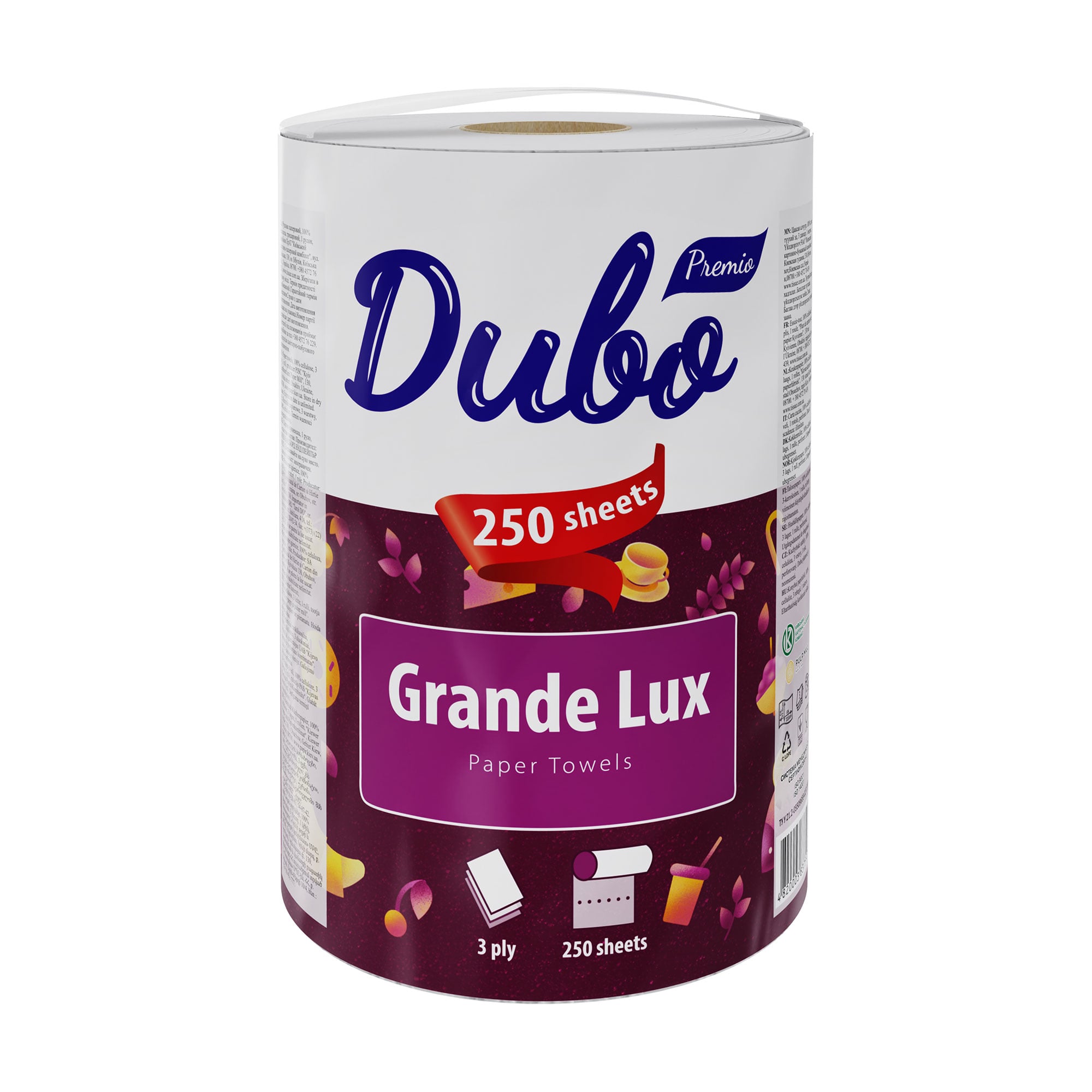 Рушники паперові Диво Grande Lux 3-шарові 1 рулон, 250 відривів