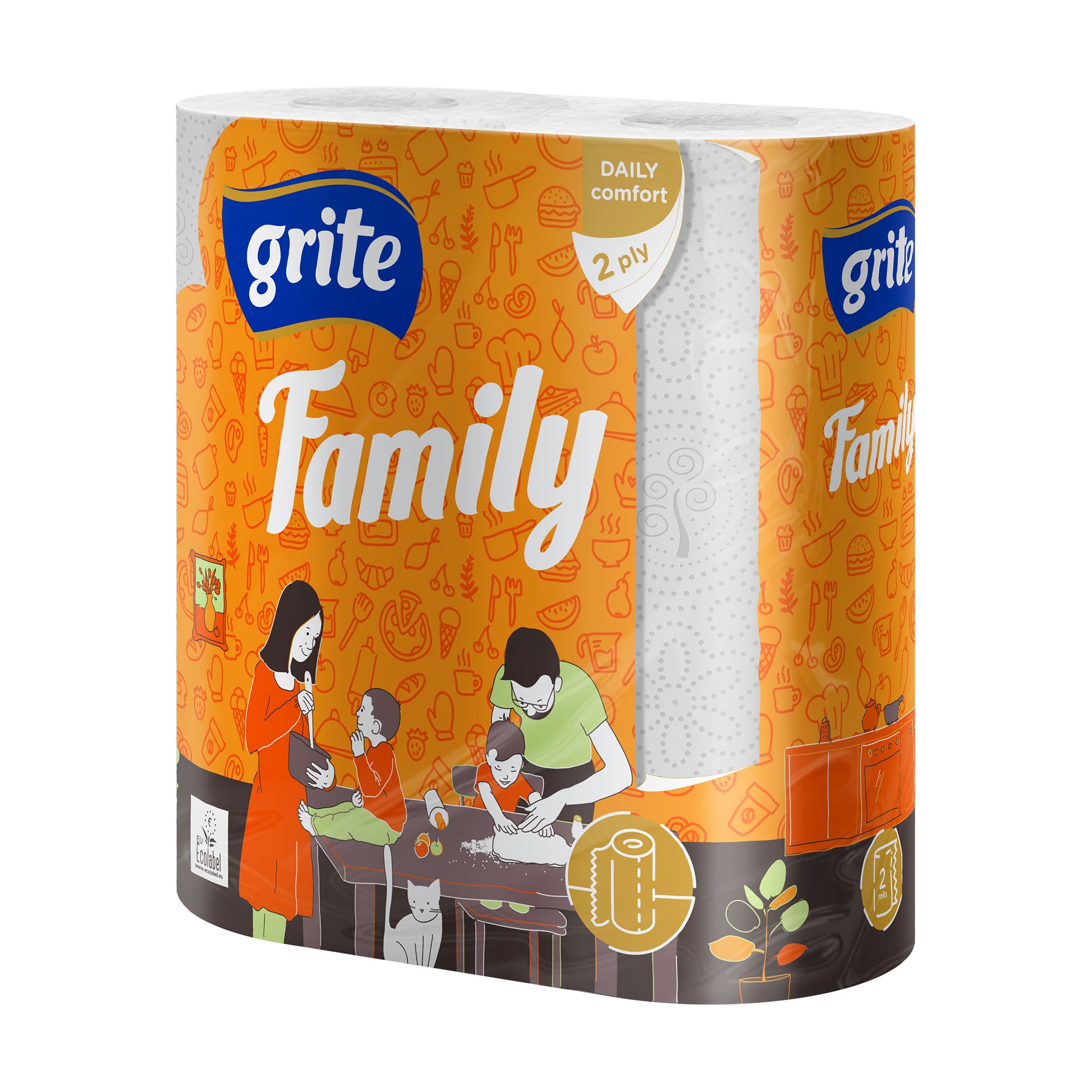 Рушники паперові Grite Family 2-шарові, 83 відриви, 2 шт