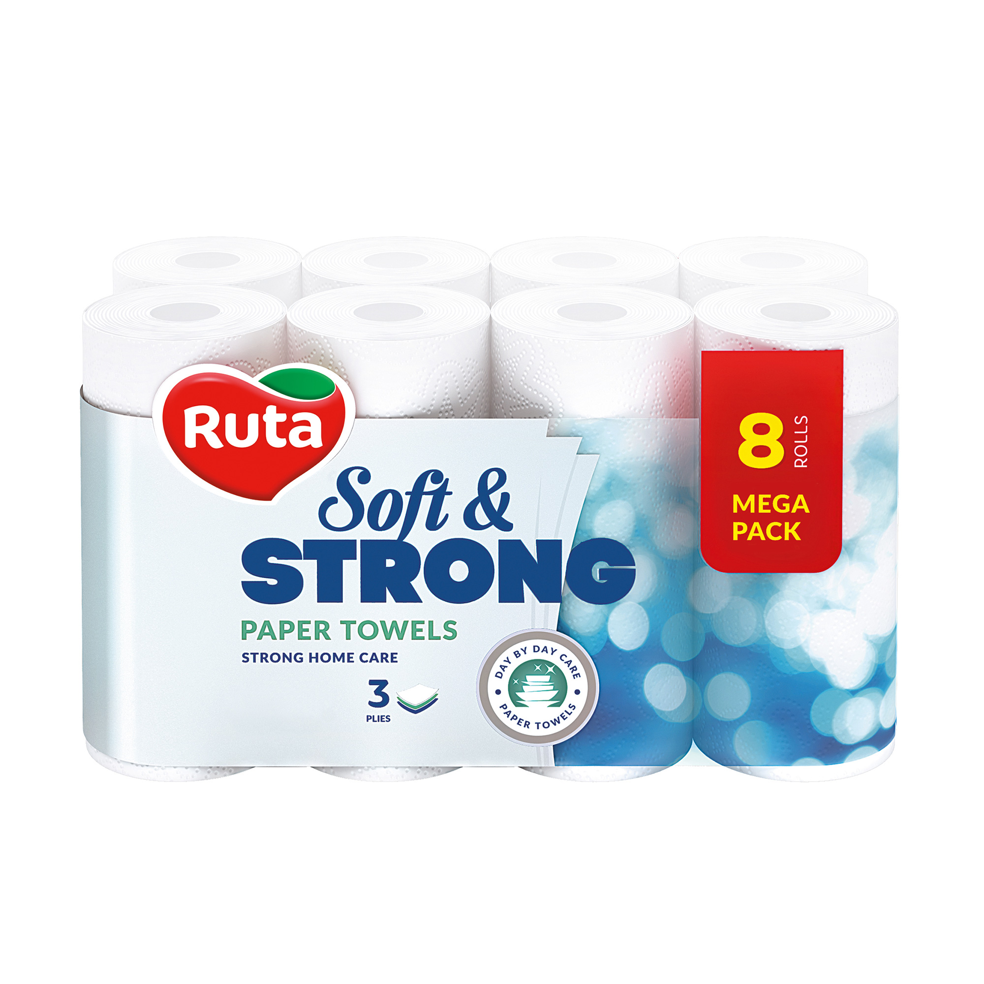 Рушники паперові Ruta Soft Strong 3-шарові, 87 відривів, 8 шт