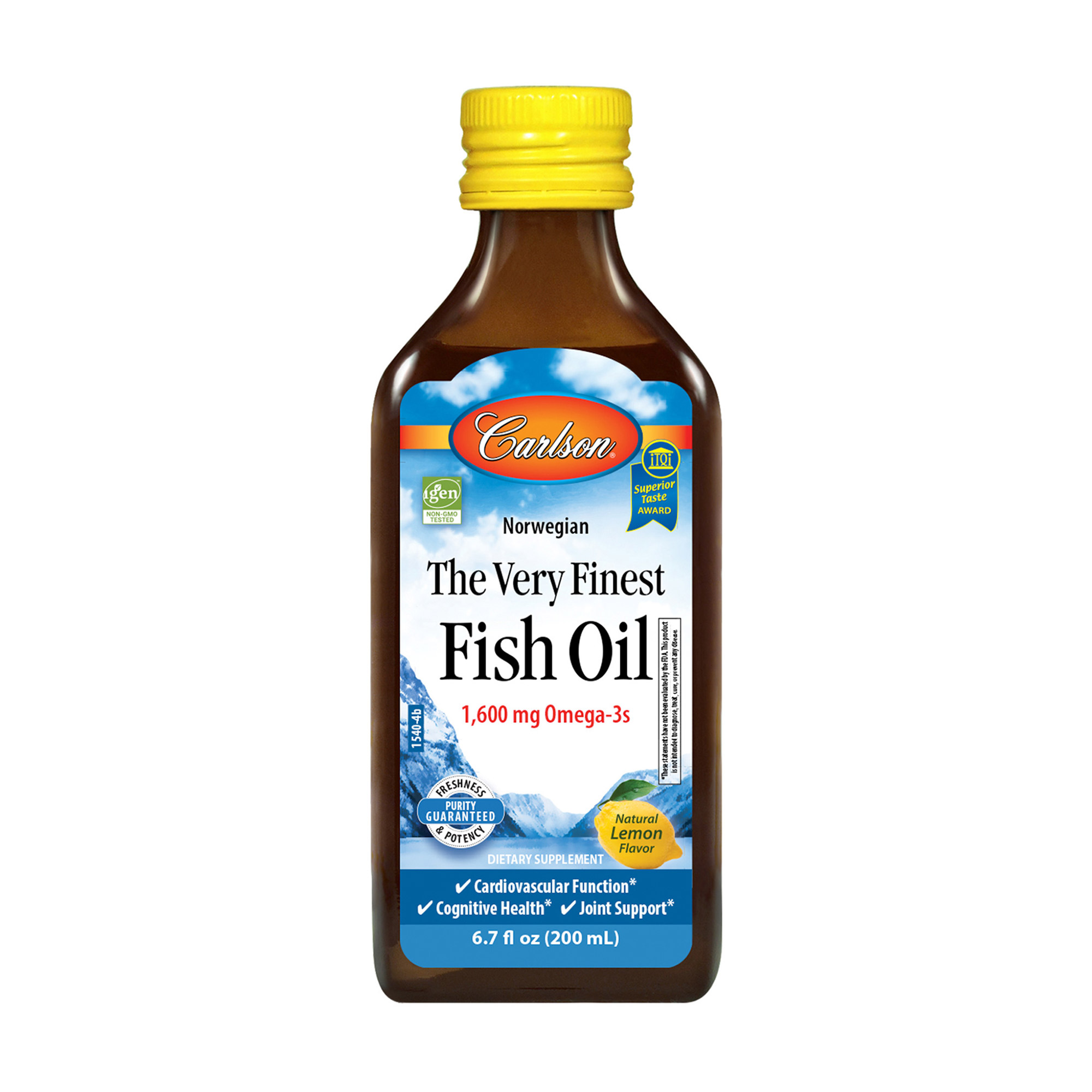 Риб'ячий жир Carlson Labs The Very Finest Fish Oil Норвезька серія, зі смаком лимона, 1600 мг, 200 мл