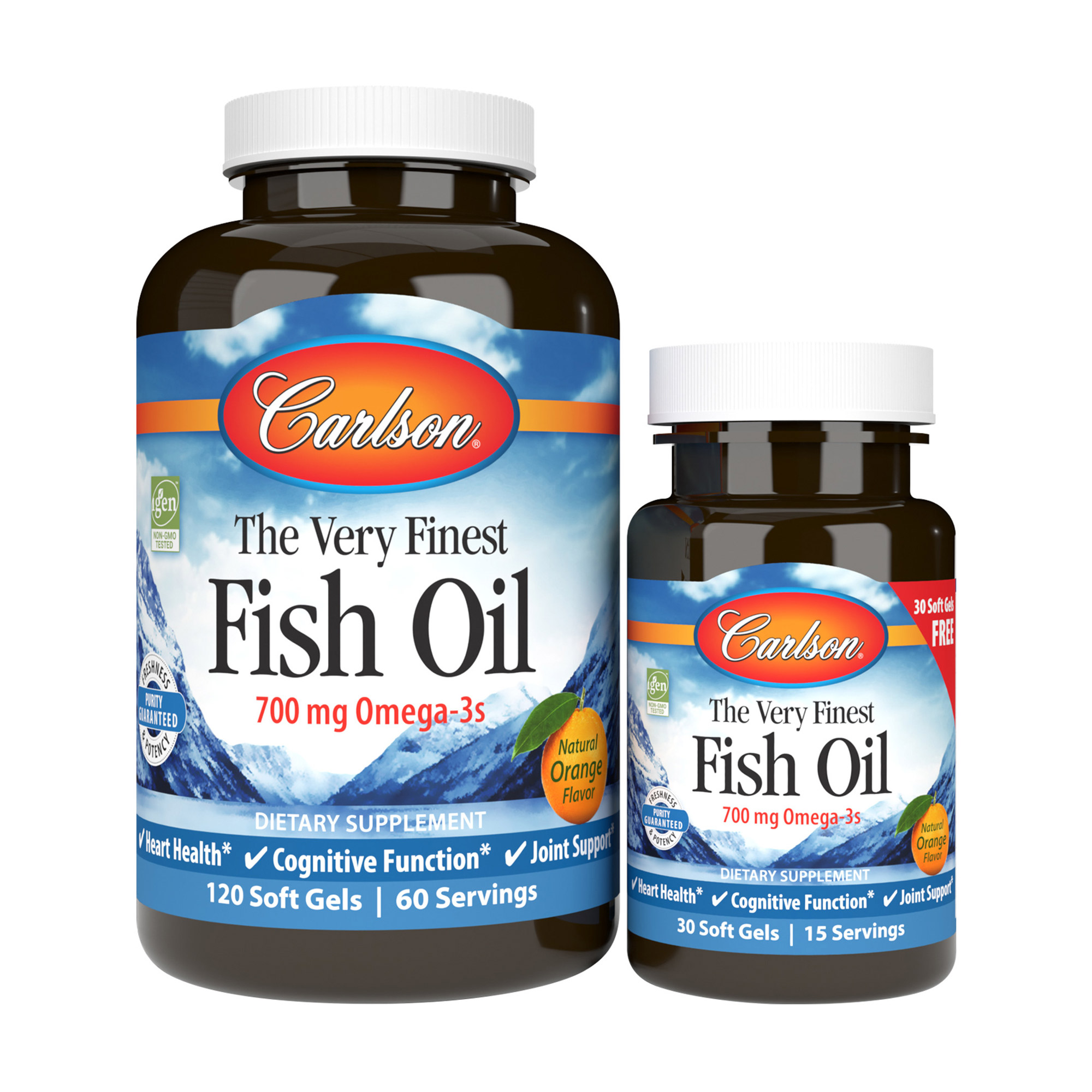 Риб'ячий жир Carlson Labs The Very Finest Fish Oil зі смаком апельсину, 700 мг, 120+30 капсул