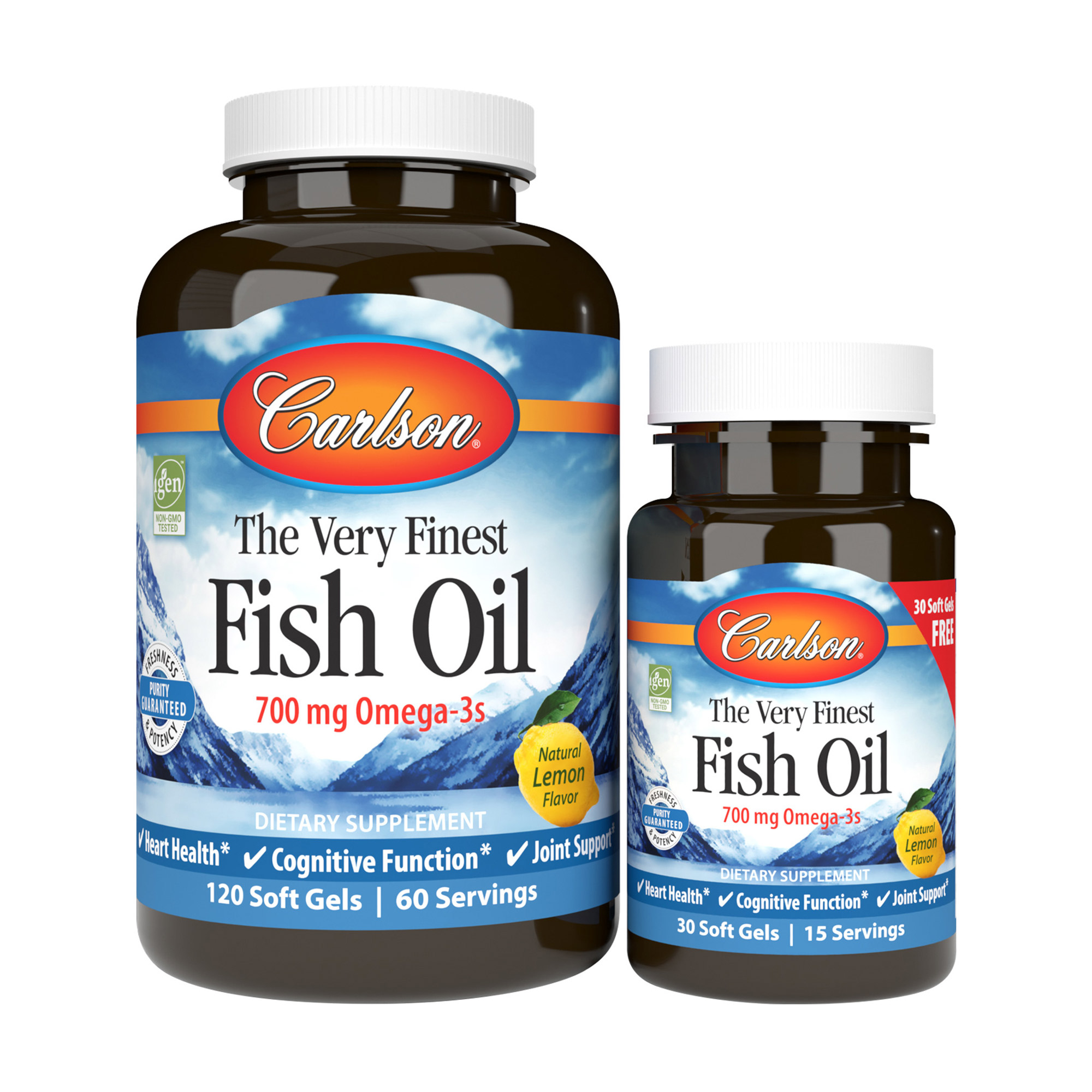 Риб'ячий жир Carlson Labs The Very Finest Fish Oil зі смаком лимону, 700 мг, 120+30 капсул
