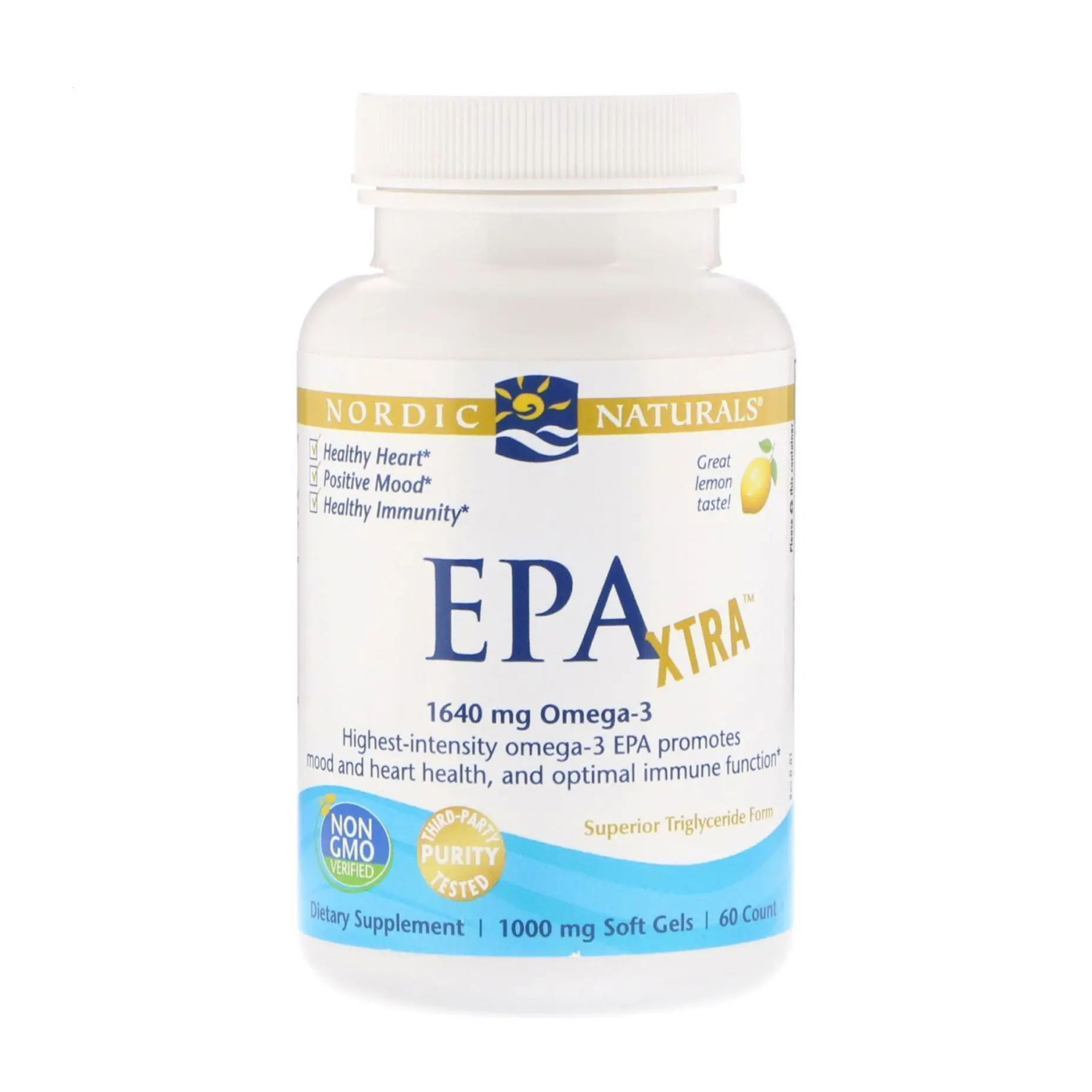 Риб'ячий жир Nordic Naturals EPA Xtra Omega-3 1640 мг, зі смаком лимону, 60 гелевих капсул
