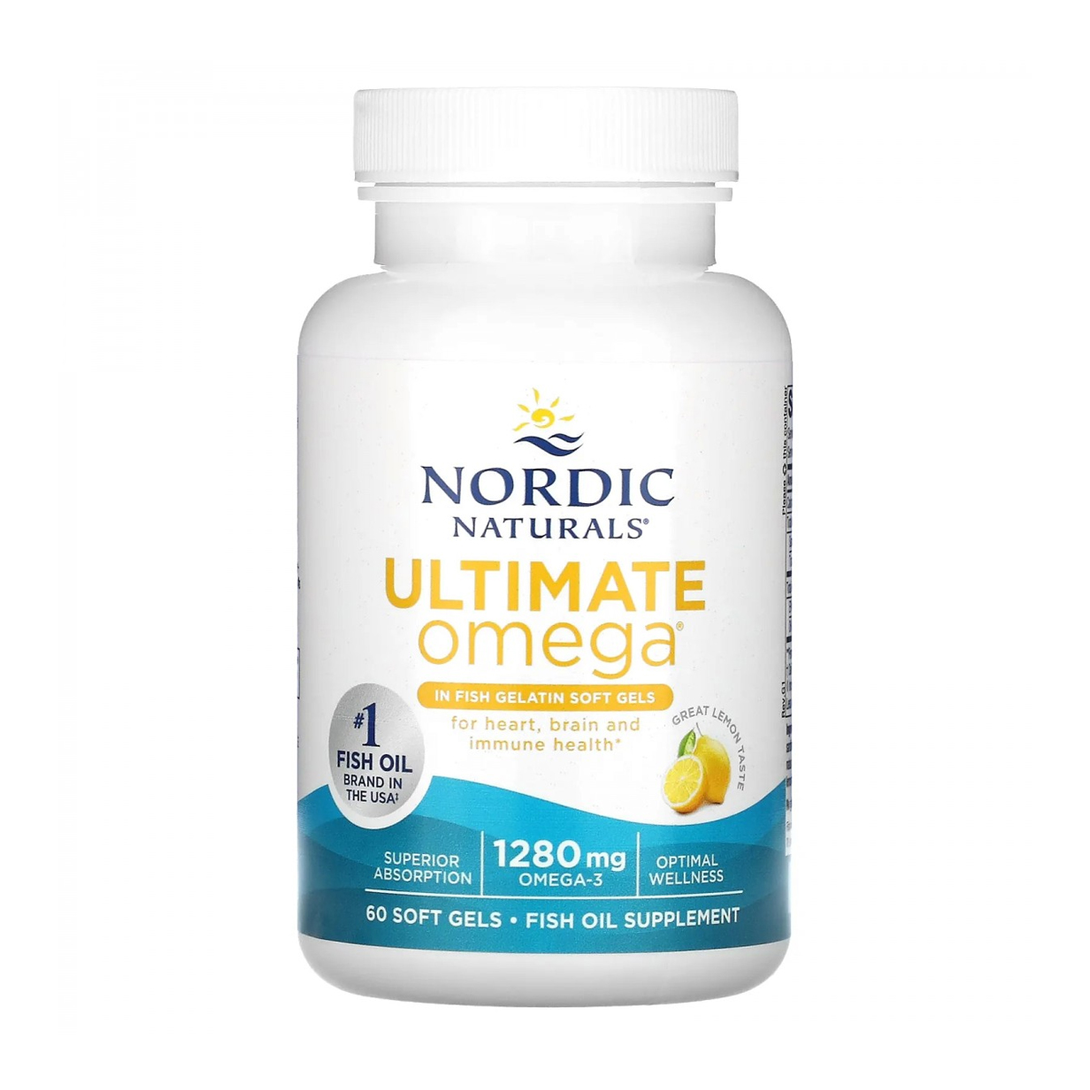 Риб'ячий жир Nordic Naturals Ultimate Omega 1280 мг, зі смаком лимона, 60 капсул