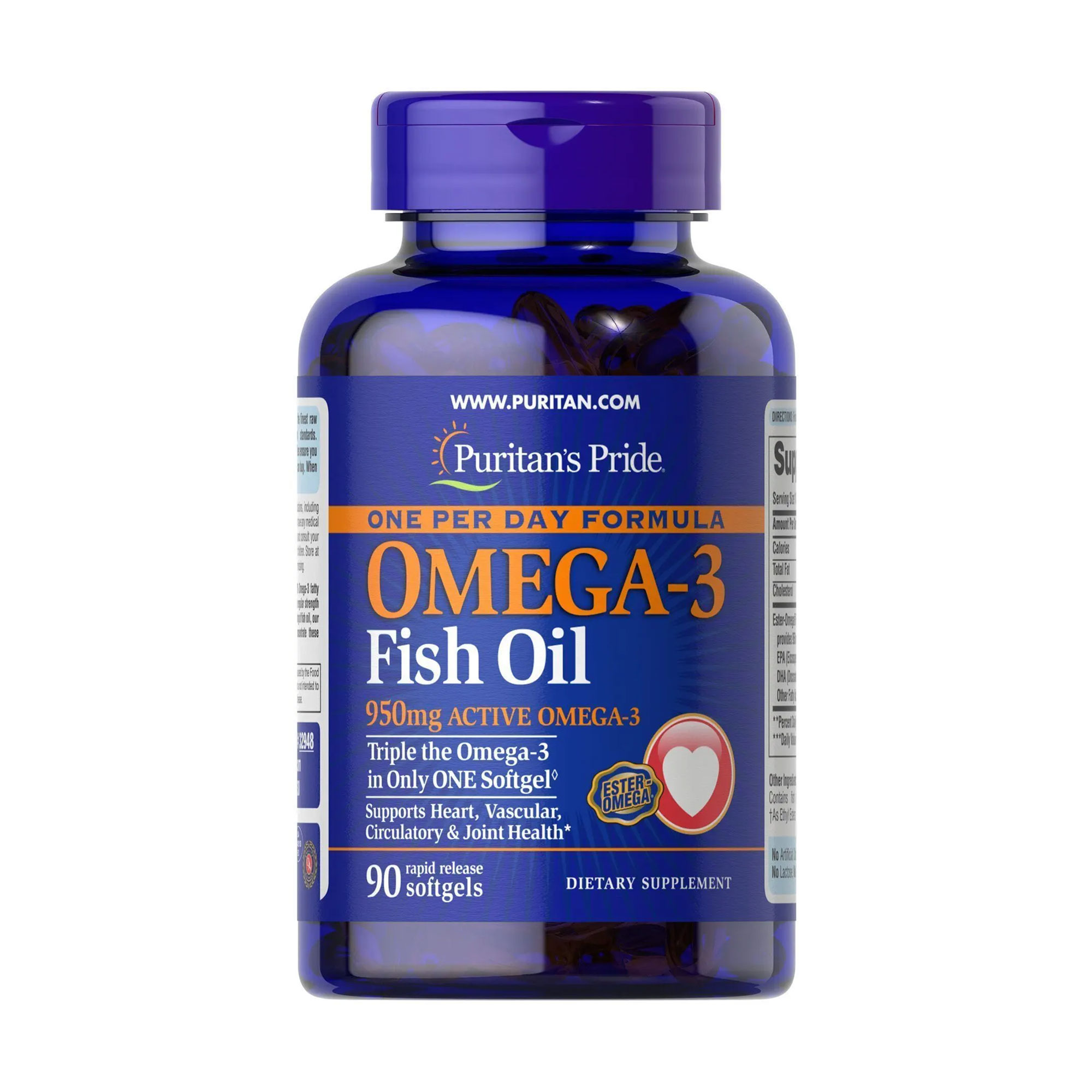 Риб'ячий жир з омега-3 Puritan's Pride Omega-3 Fish Oil 1360 мг/950 мг, 90 капсул