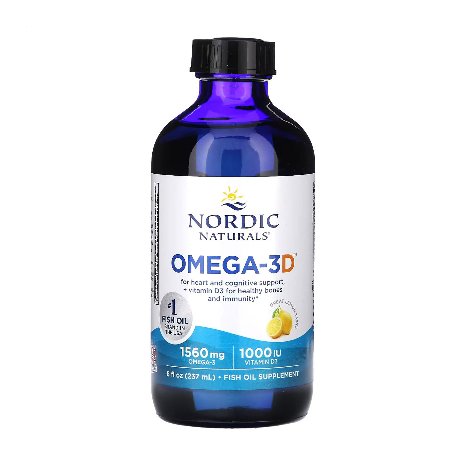 Риб'ячий жир з вітаміном Nordic Naturals Omega-3D зі смаком лимону, 237 мл