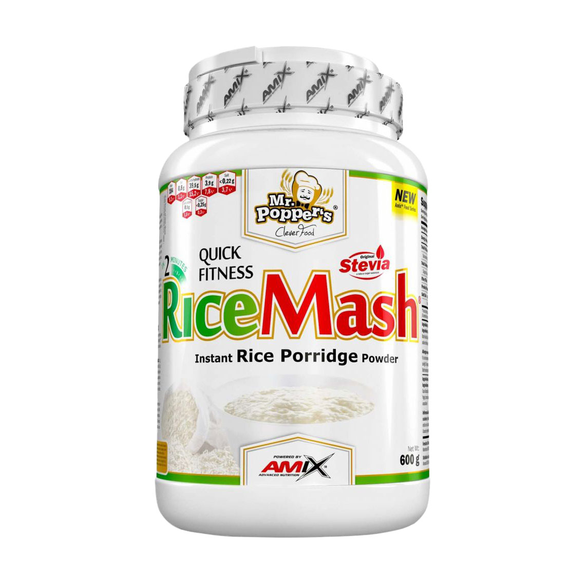 Рисове пюре швидкого приготування Amix Nutrition Mr. Popper`s RiceMash Полуниця-йогурт, в порошку, 600 г