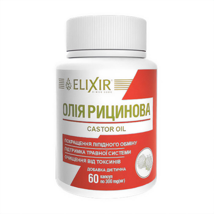 Рицинова олія Еліксір Castor Oil 300 мг, 60 гелевих капсул