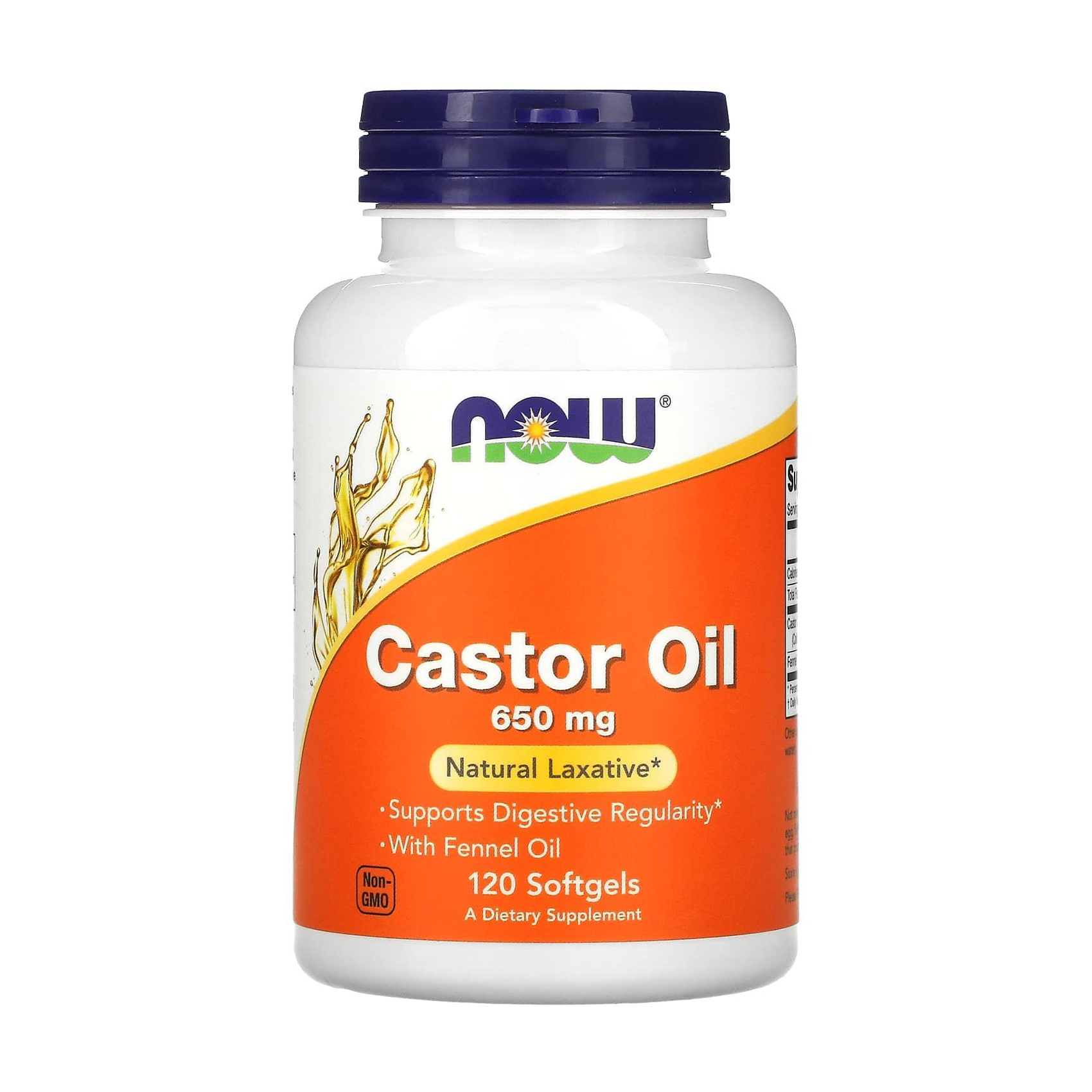 Рицинова олія NOW foods Castor Oil 650 мг, 120 капсул