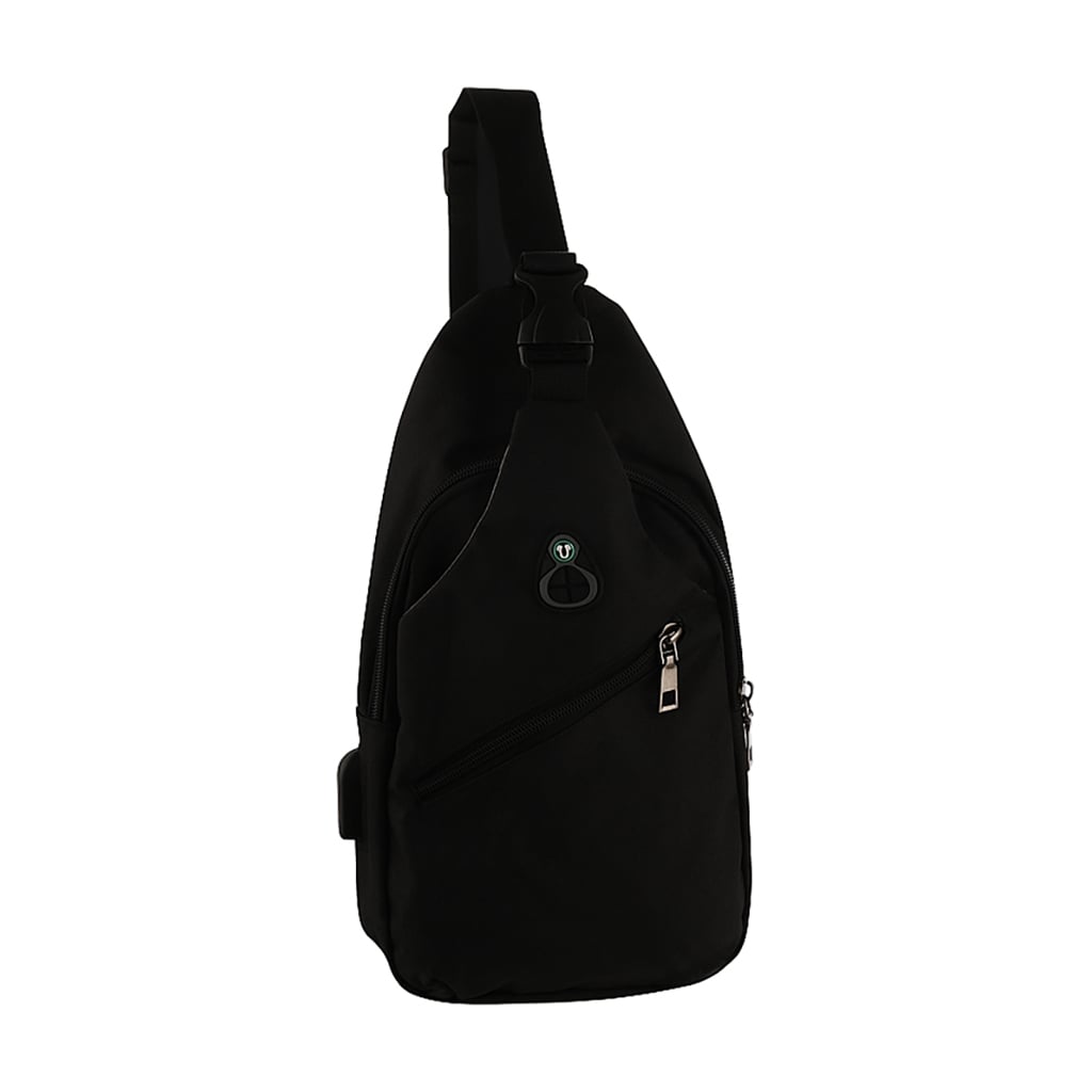 Рюкзак Cosmo Shop з одним плечовим ременем та USB-роз’ємом, чорний, 17*33*9 см (BP003Black)