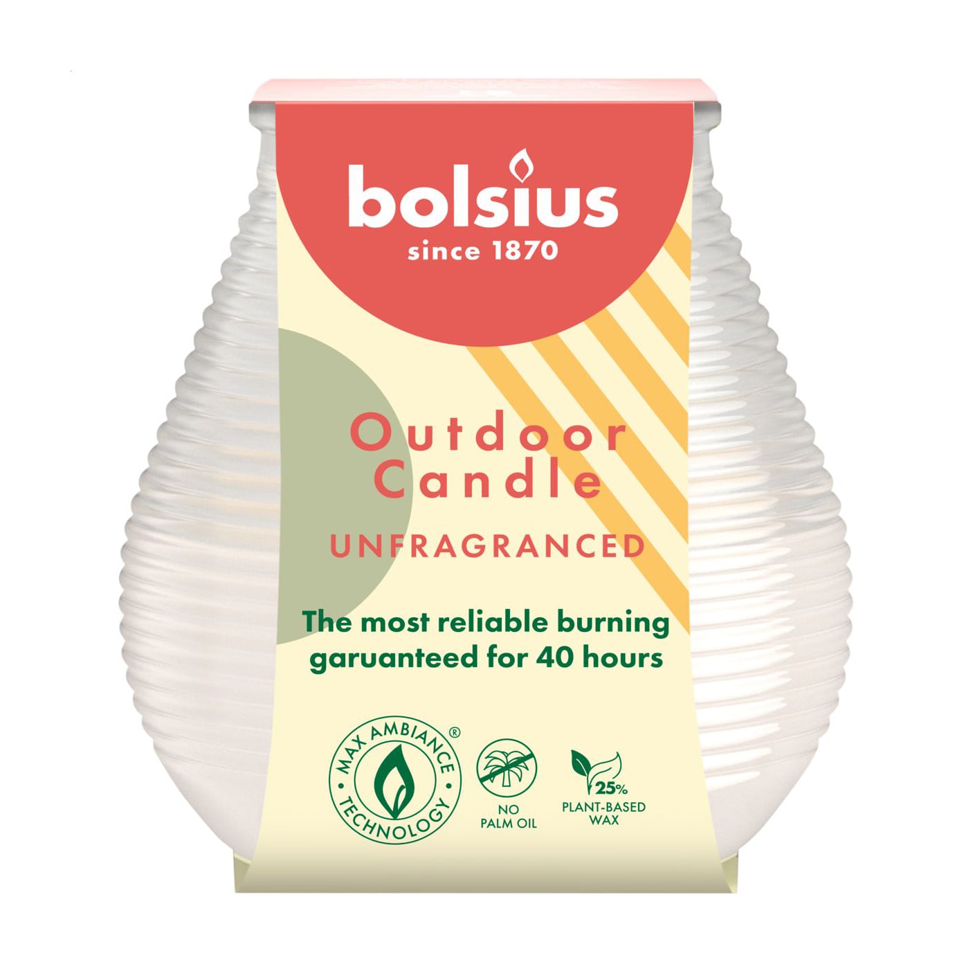 Садова свічка в банці Bolsius Outdoor Unfranced Молочно-біла, 94*91 мм