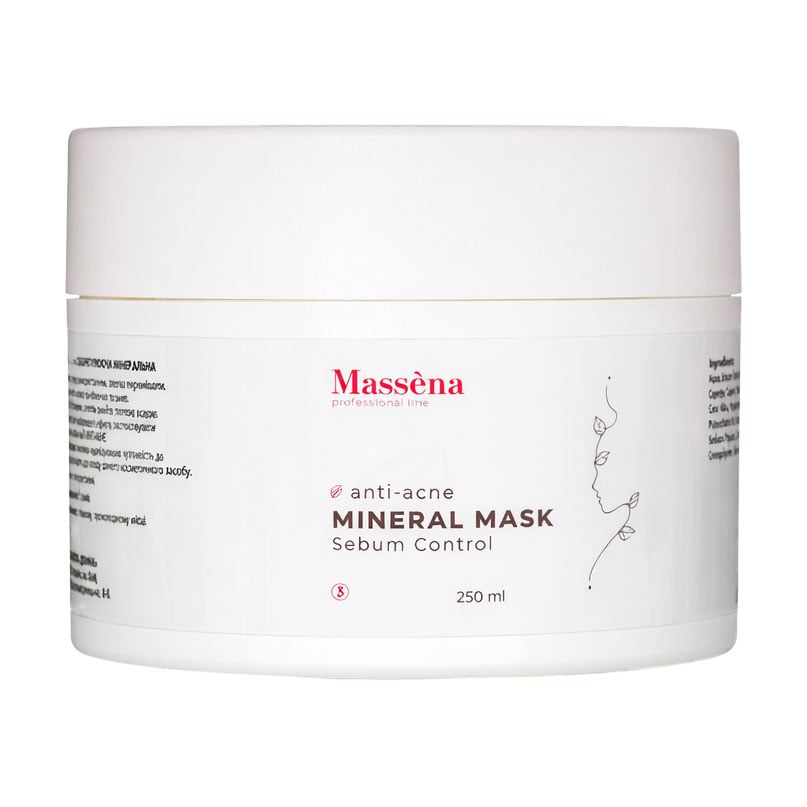 Себорегулювальна мінеральна маска для обличчя Massena Anti-Acne Mineral Mask, 250 мл