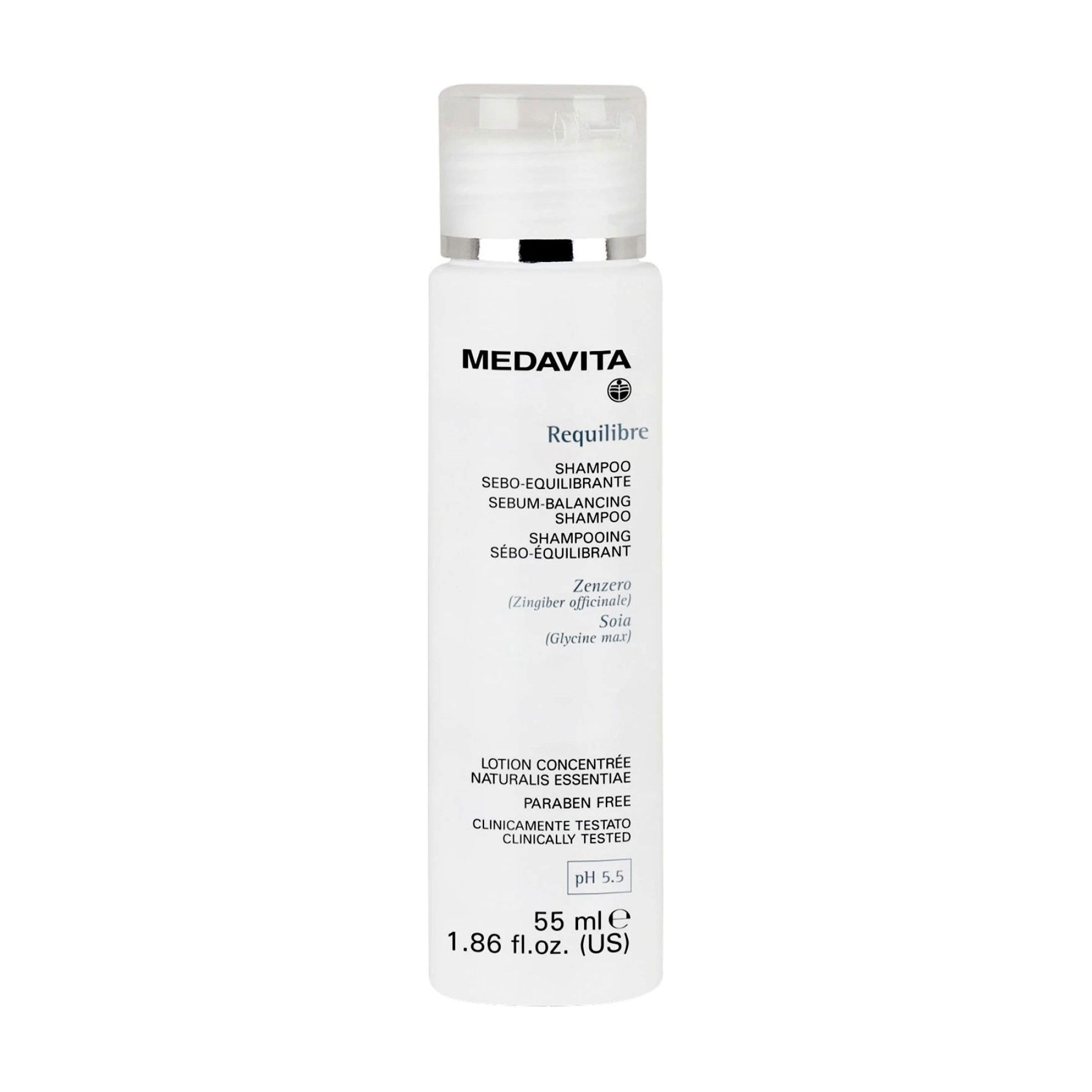 Себорегулювальний шампунь Medavita Requilibre Sebum-Balancing Shampoo pH 5.5 для жирної шкіри голови, 55 мл