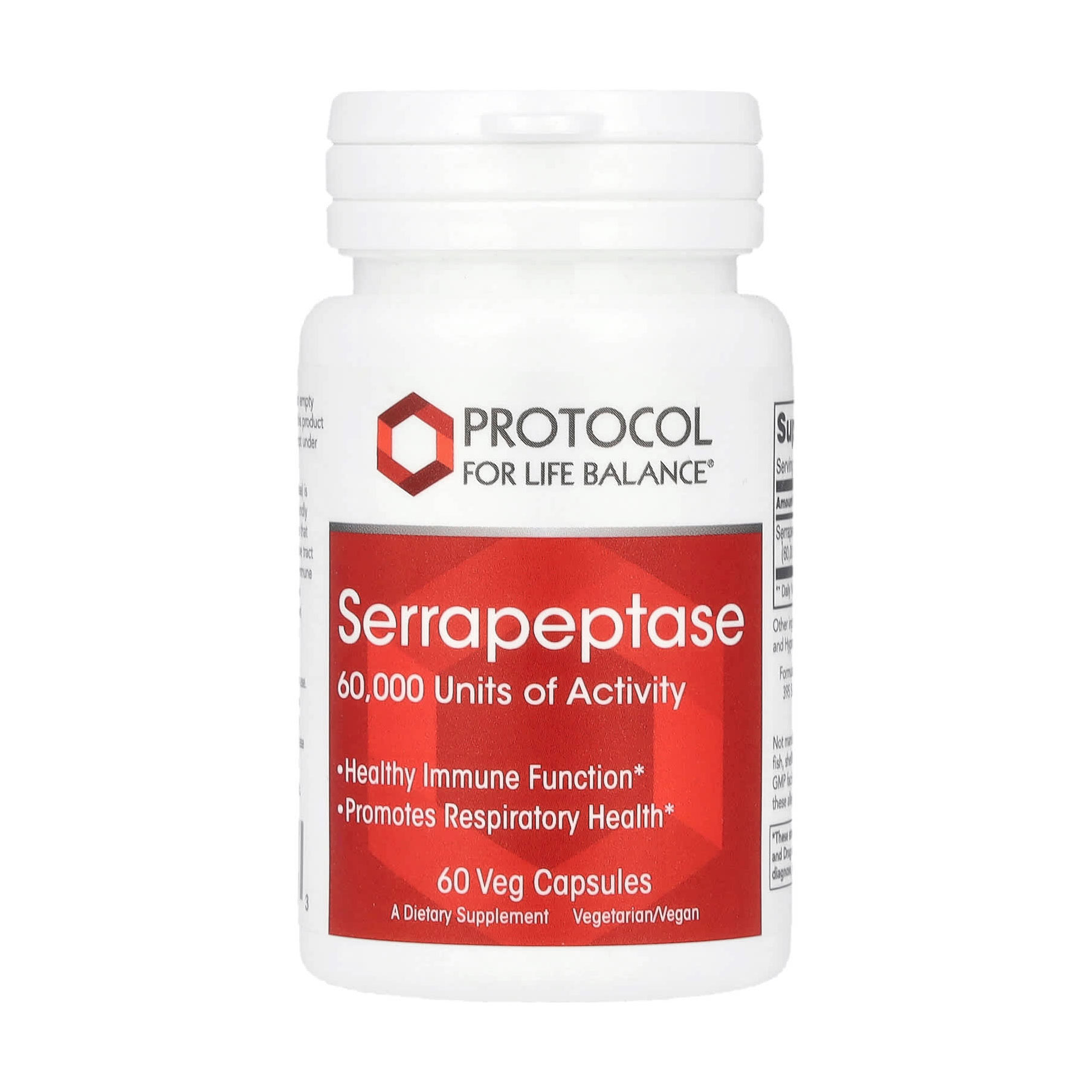 Серрапептаза Protocol For Life Balance Serrapeptase 60000 одиниць, 60 веганських капсул