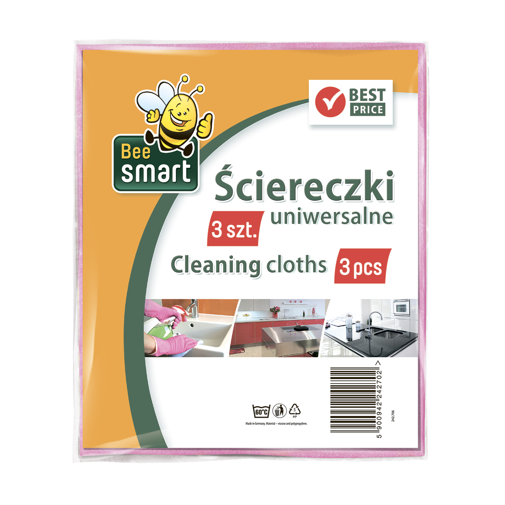 Серветка для прибирання Paclan Bee Smart універсальна, 3 шт