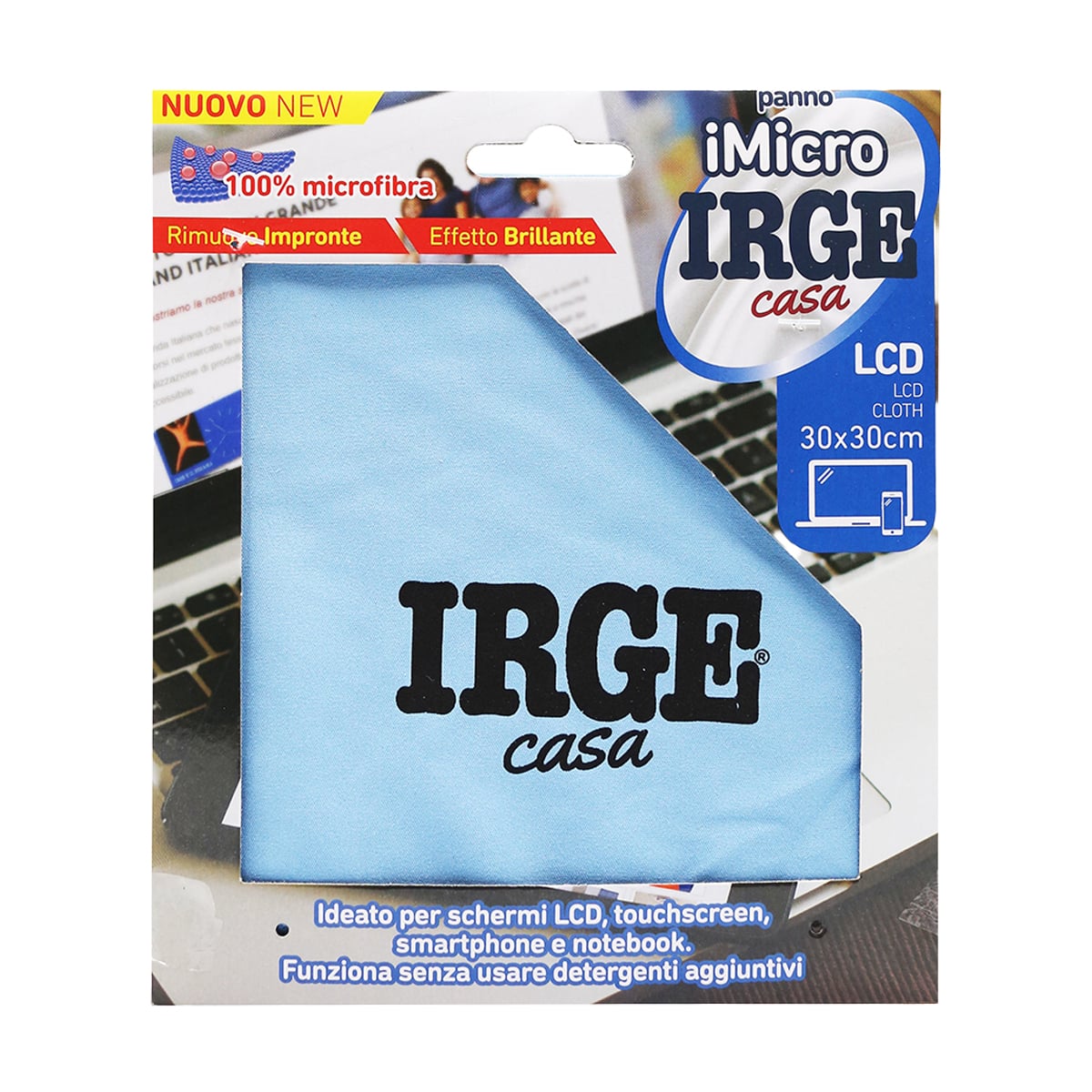 Серветка для скла та моніторів LCD Irge, блакитна, 30*30 см, 1 шт