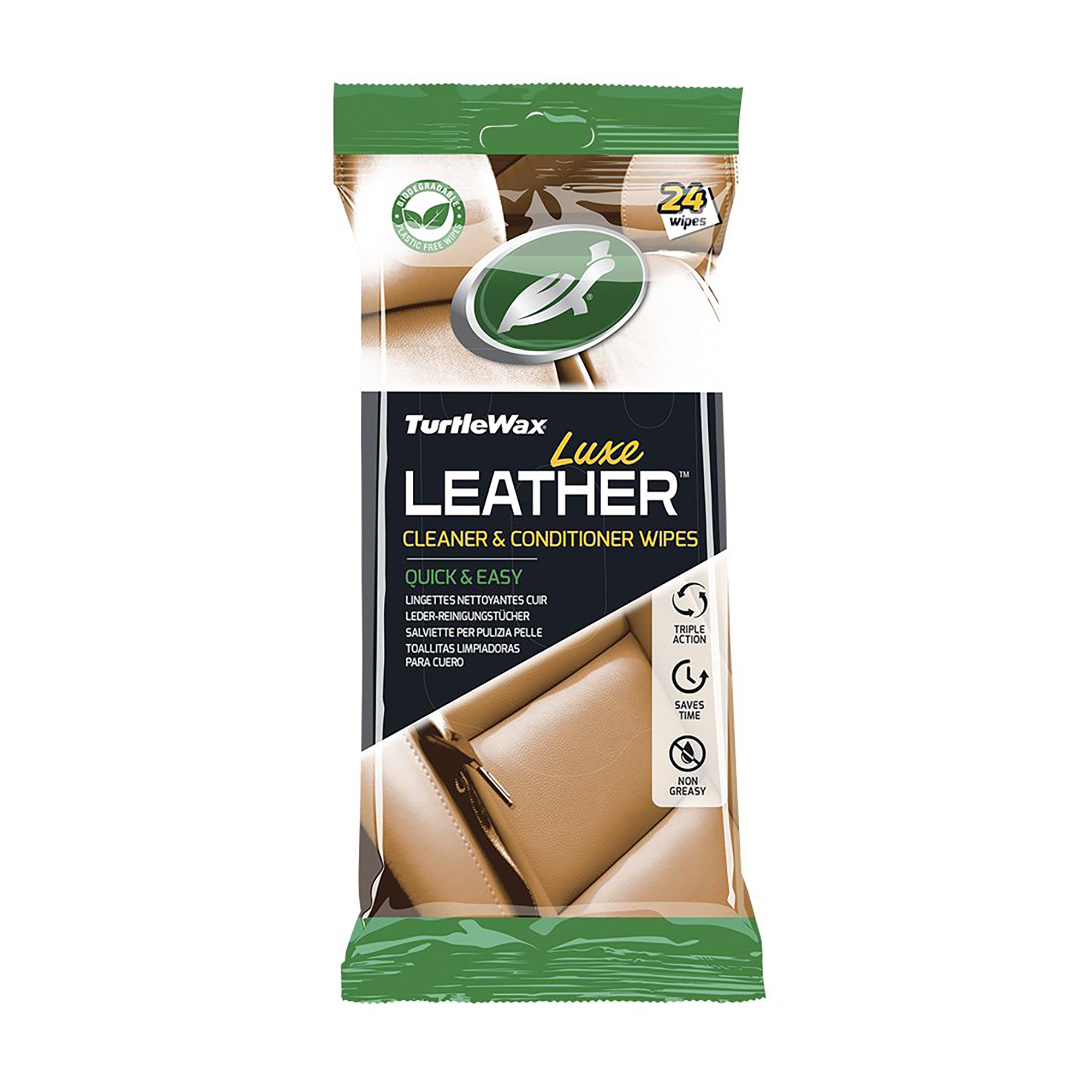 Серветки для очищення та кондиціонування шкіри Turtle Wax Luxe Leather Wipes, 24 шт