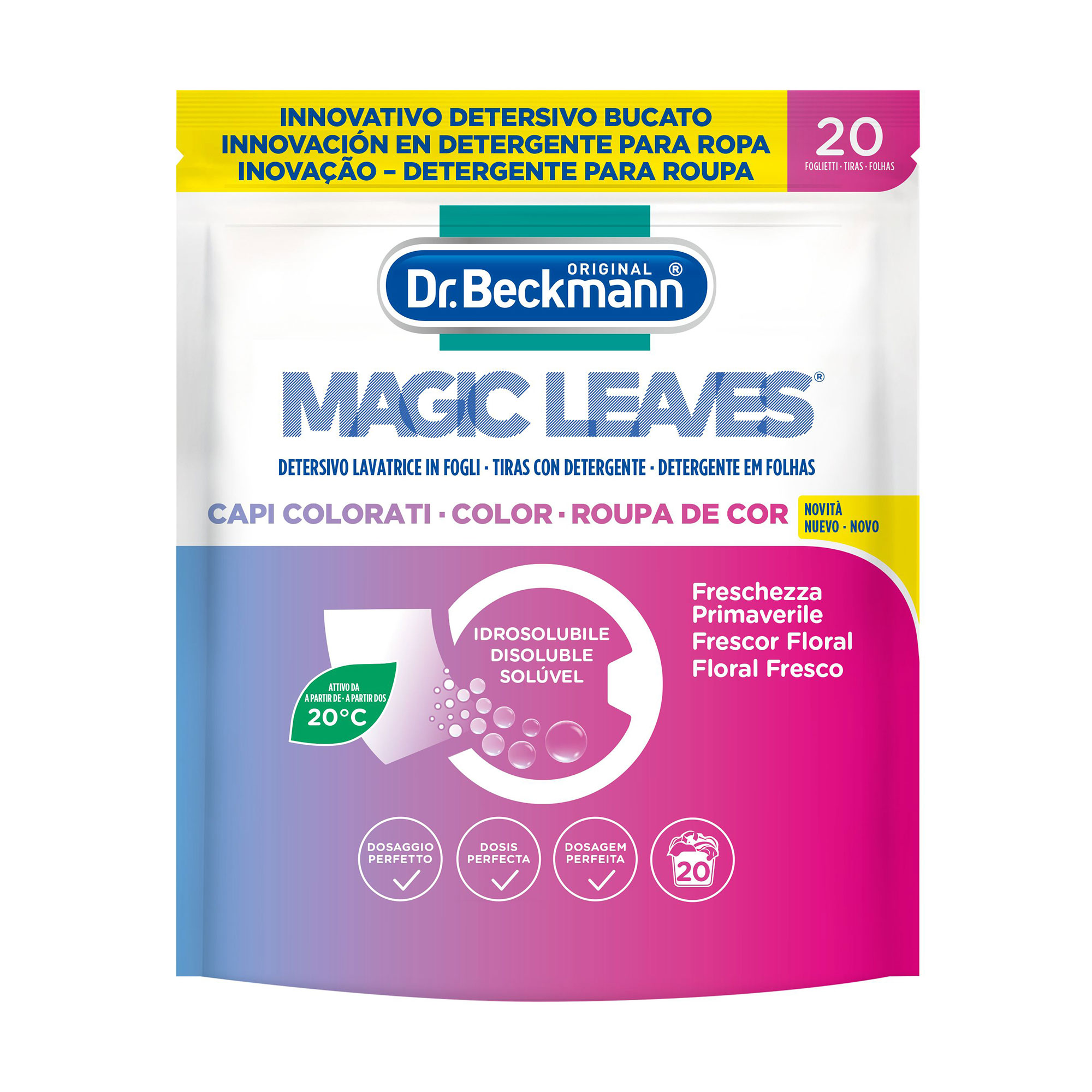 Серветки для прання кольорових тканин Dr. Beckmann Magic Leaves, 20 шт