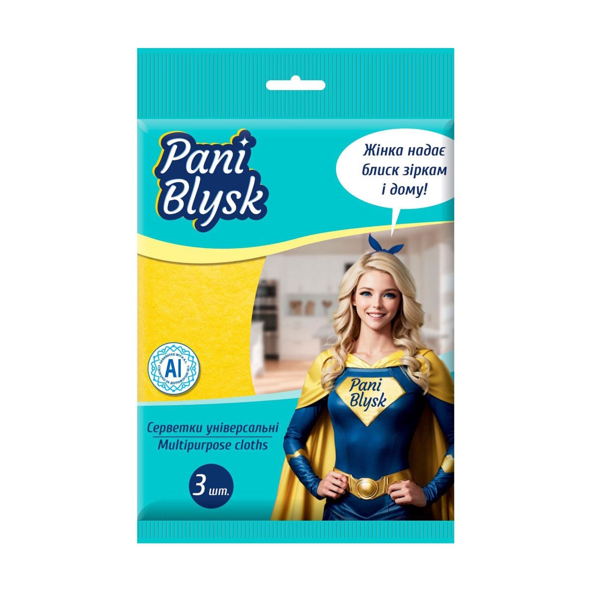 Серветки для прибирання Pani Blysk Універсальні, 3 шт
