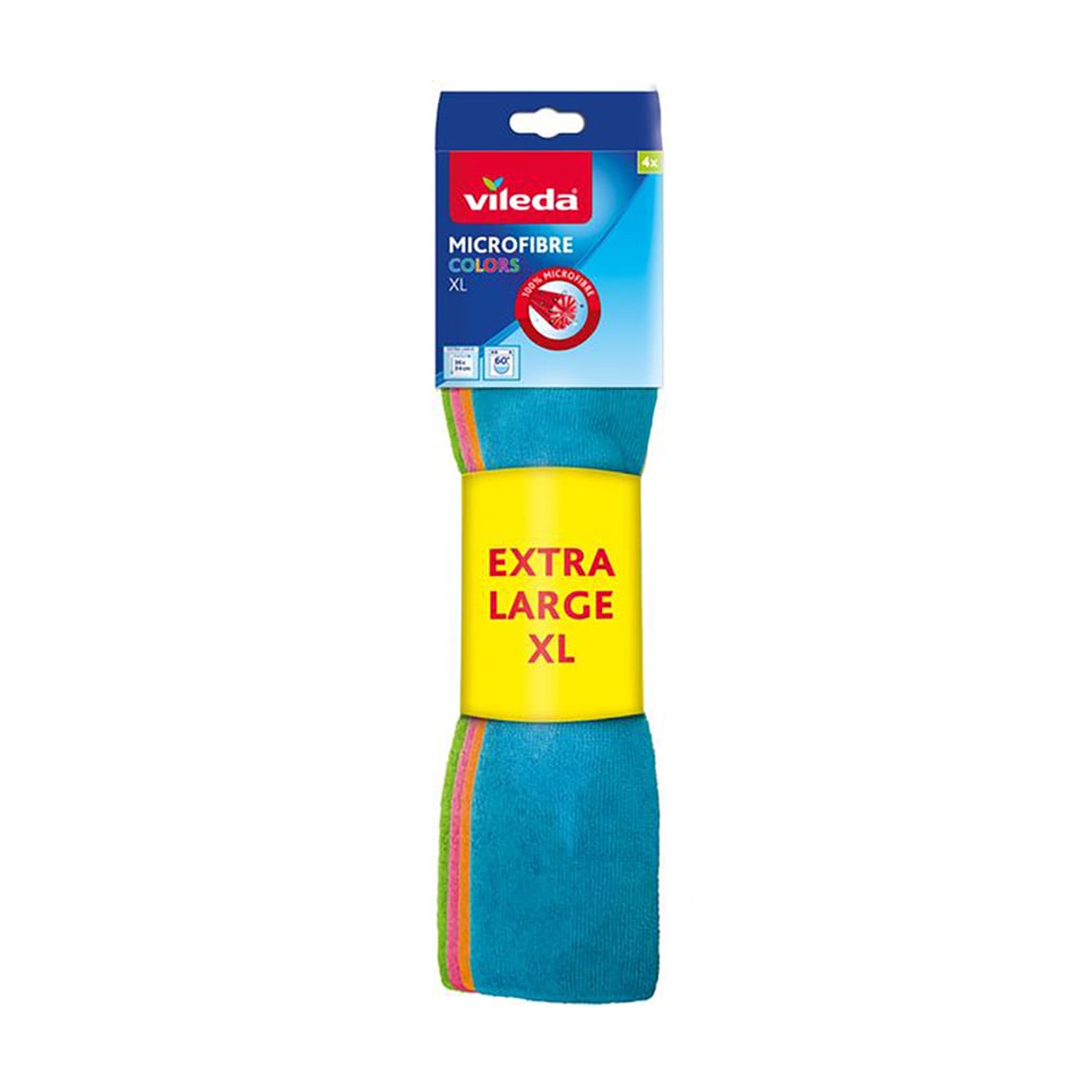 Серветки для прибирання Vileda Microfiber Colors XL з мікрофібри, 4 шт