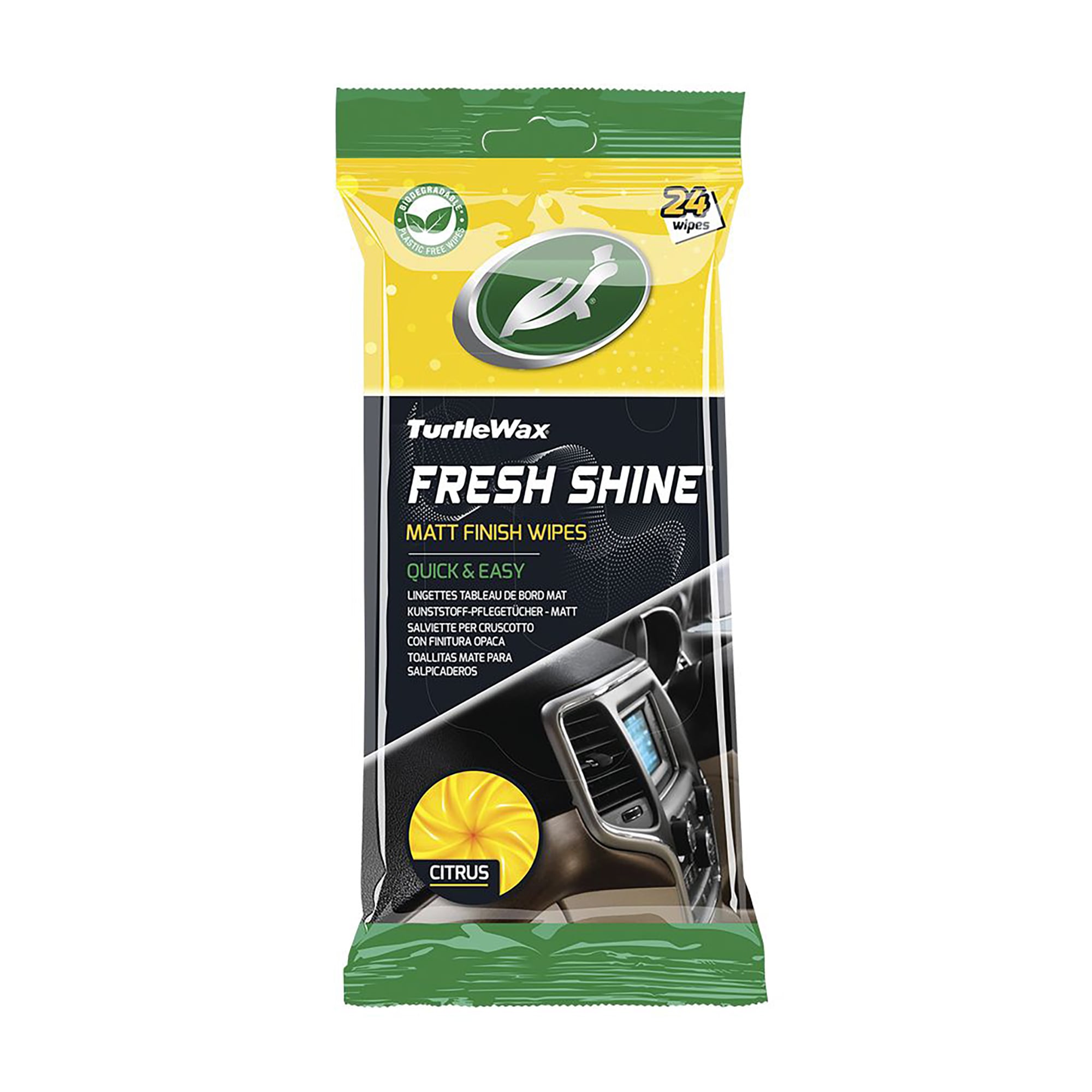 Серветки  для салону автомобіля Turtle Wax Fresh Shine Цитрус, 24 шт