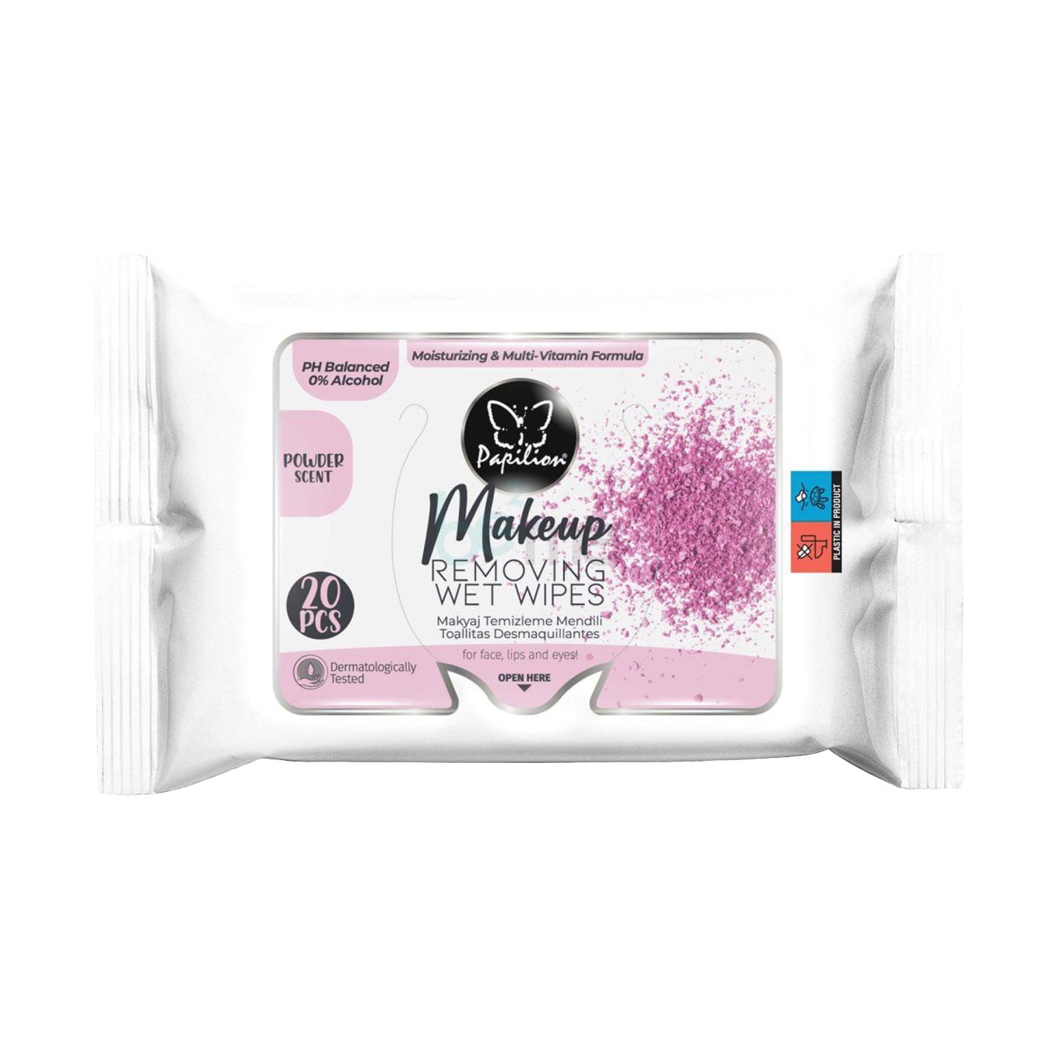 Серветки для зняття макіяжу Papilion Makeup Removing Wet Wipes, Powder, 20 шт