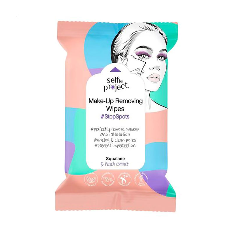 Серветки для зняття макіяжу Selfie Project StopSpots Make-Up Removing Wipes, 25 шт