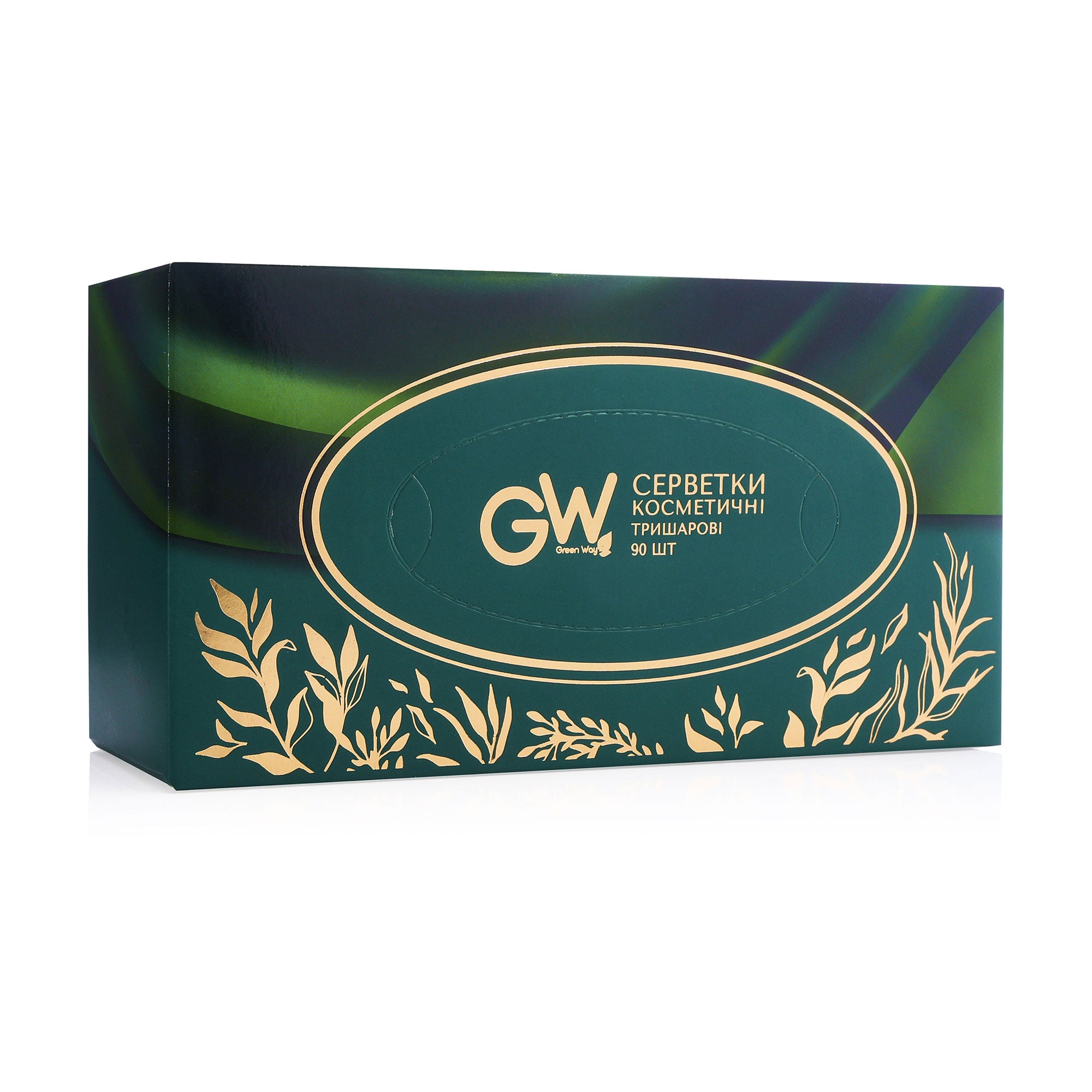 Серветки косметичні Green Way ФітоЛінія Soft Satin 3-шарові, 90 шт