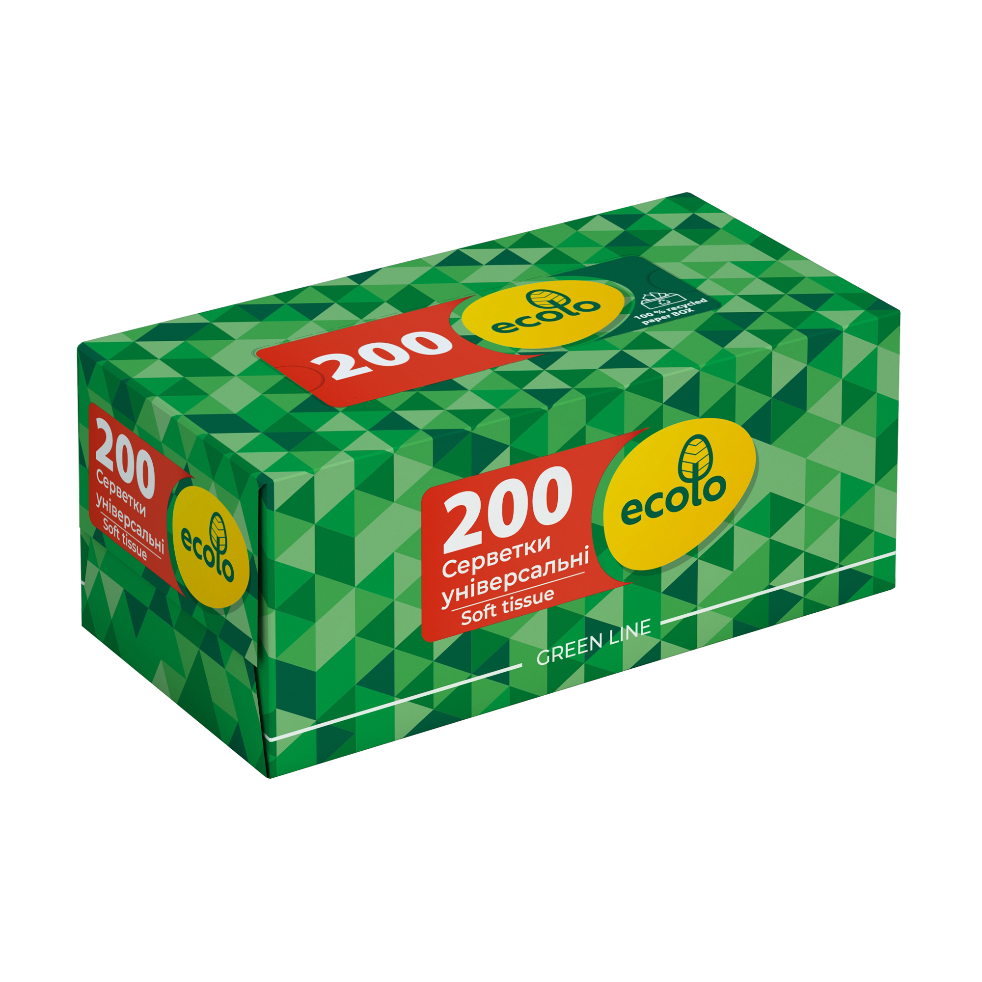 Серветки косметичні RUTA Ecolo 2-шарові, білі, пенал, 200 шт