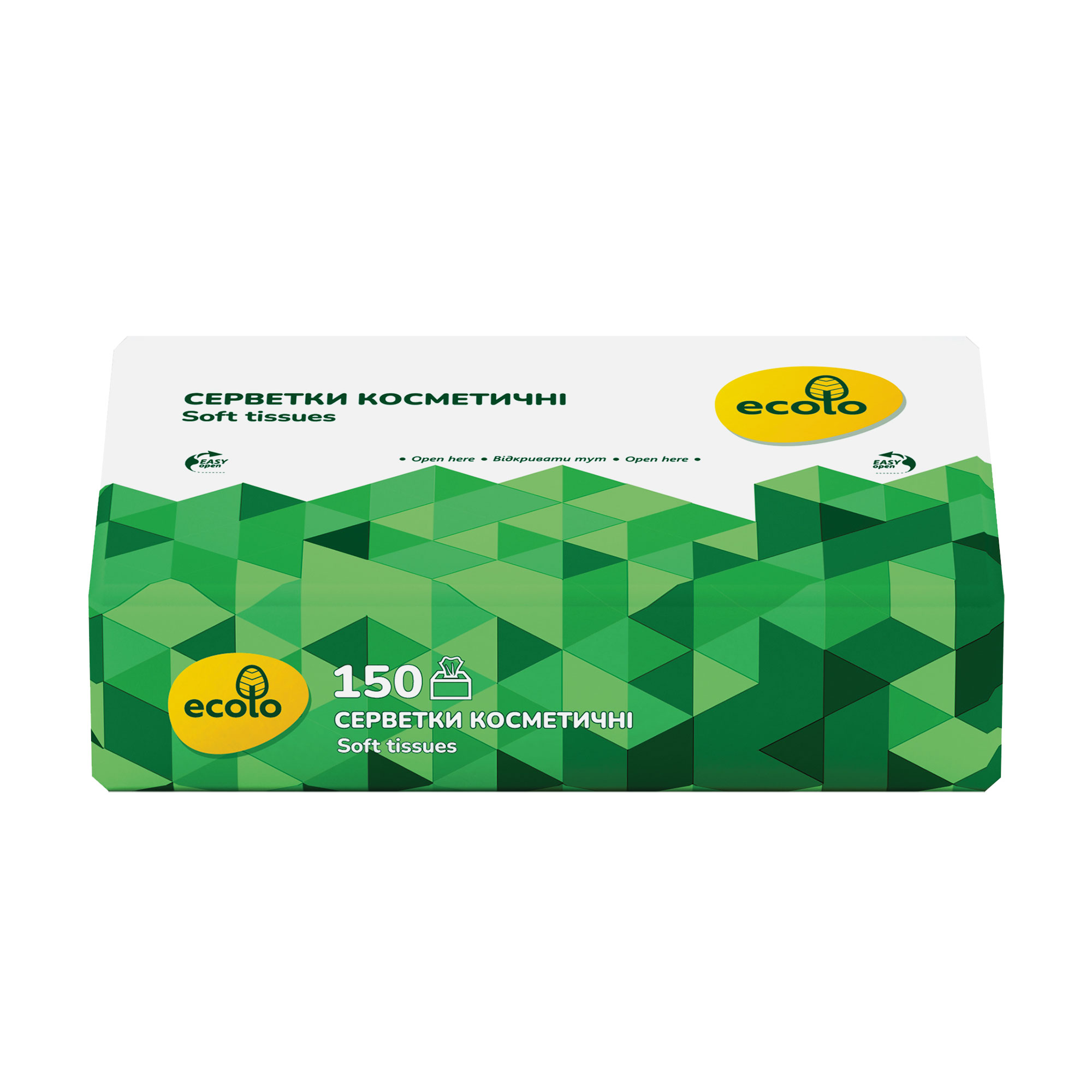 Серветки косметичні RUTA Ecolo 2-шарові, білі, плівка, 150 шт