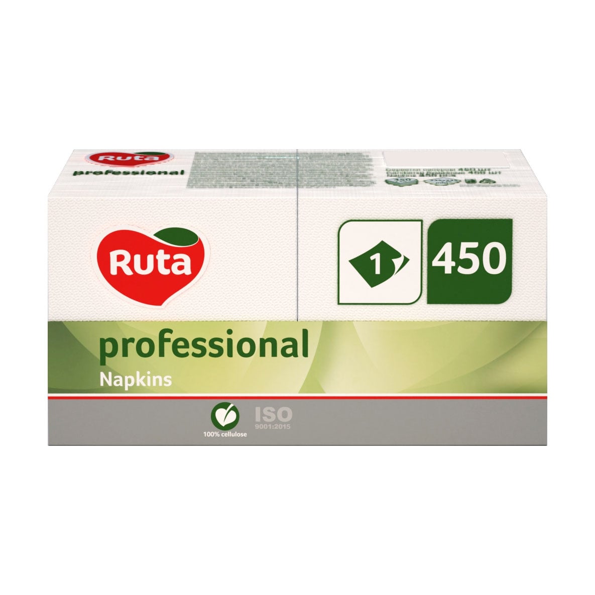 Серветки паперові Ruta Silver Line Professional 1-шарові, білі, 24*24 см, 450 шт